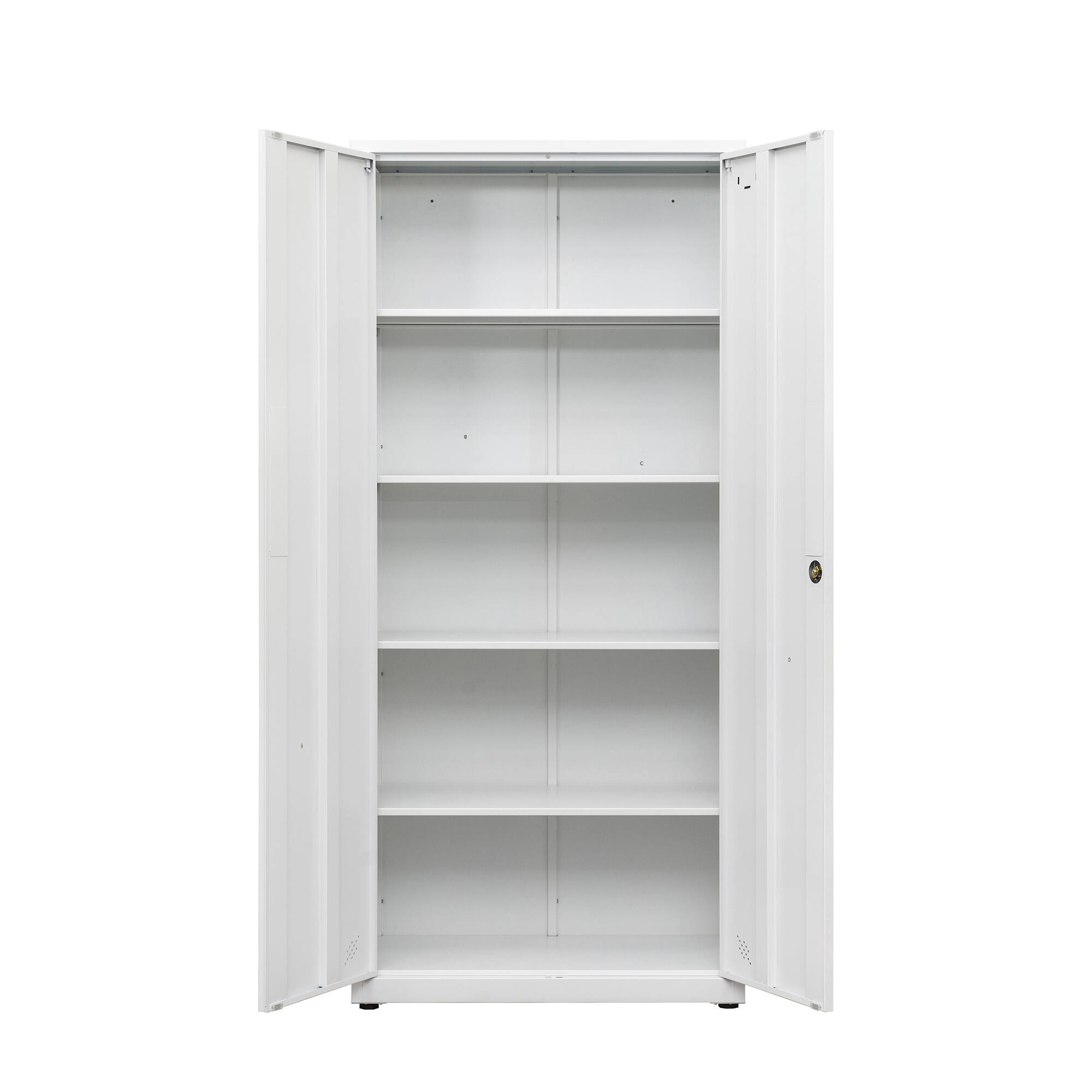 Back. COWLOWN - High Storage Cabinet with 2 Doors & 4 Partitions 5 Storage Spaces White Design for Home & Office.