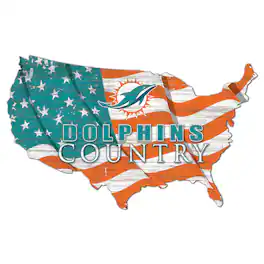 Fan Creations - Miami Dolphins USA Flag Cutout Sign - Multicolor