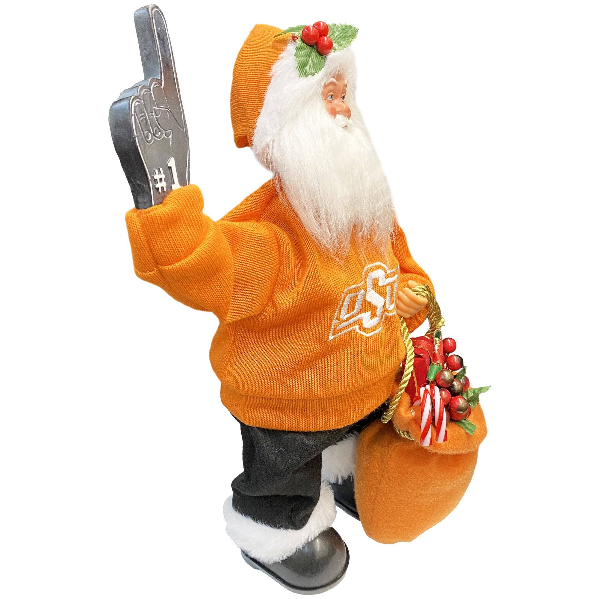 Alt View 3. Santa's Workshop - Oklahoma State Cowboys 12" Animated Musical Santa - Orange.