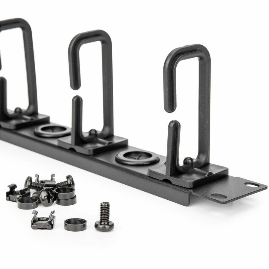 Alt View 2. Rocstor - 1U HORIZONTAL 19 CABLE MANAGEMENT ORGANIZER - D RING HOOK NETWORK & SERVER RACK - Black.