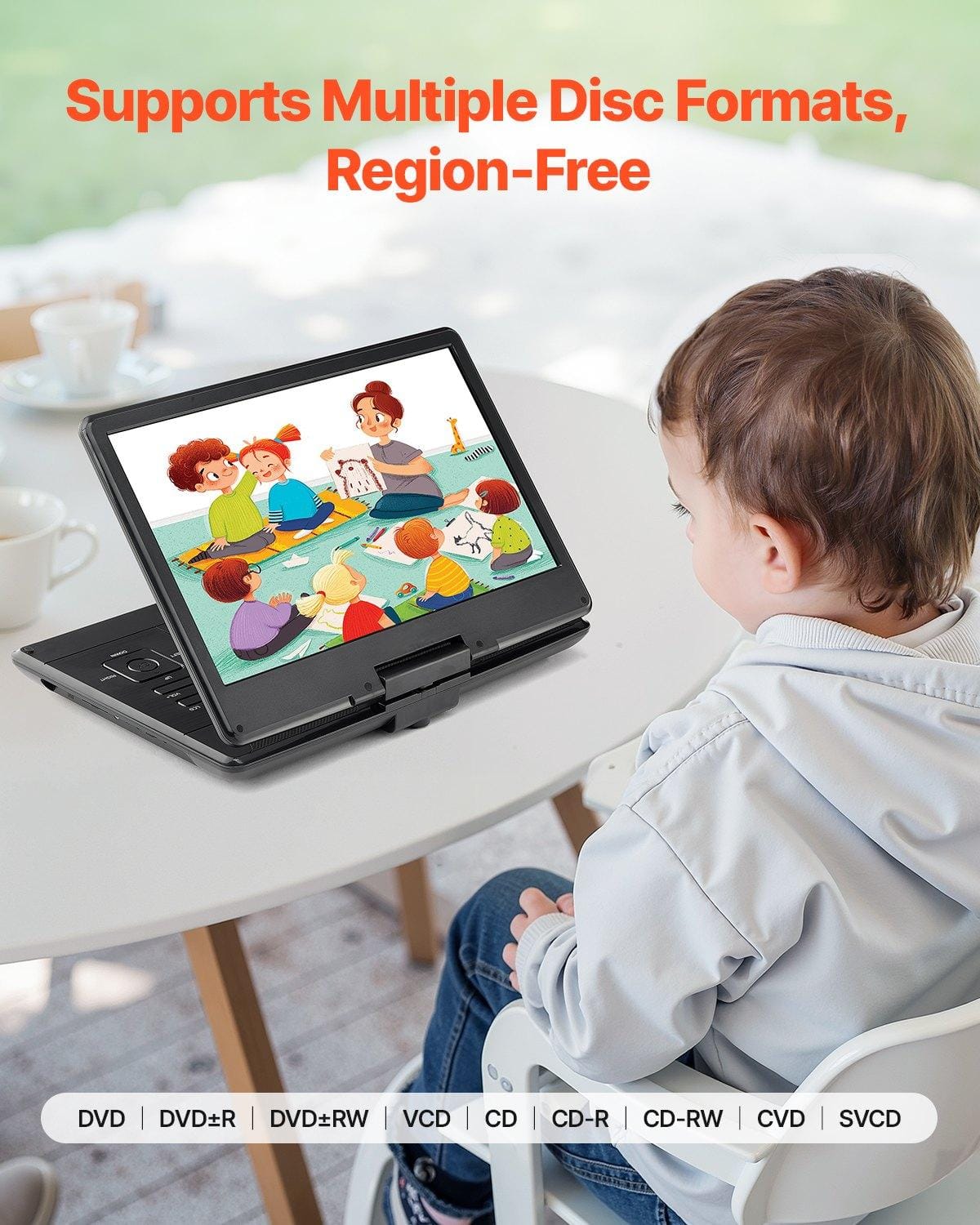 Supports Multiple Disc Formats, Region-Free
DVD | DVD±R | DVD±RW | VCD | CD | CD-R | CD-RW | CVD | SVCD