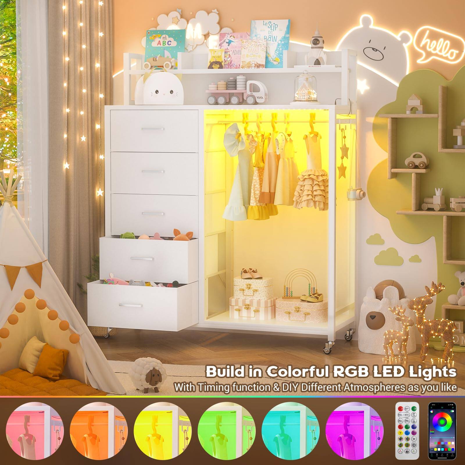 Build in Colorful RGB LED Lights  
With Timing function & DIY Different Atmospheres as you like