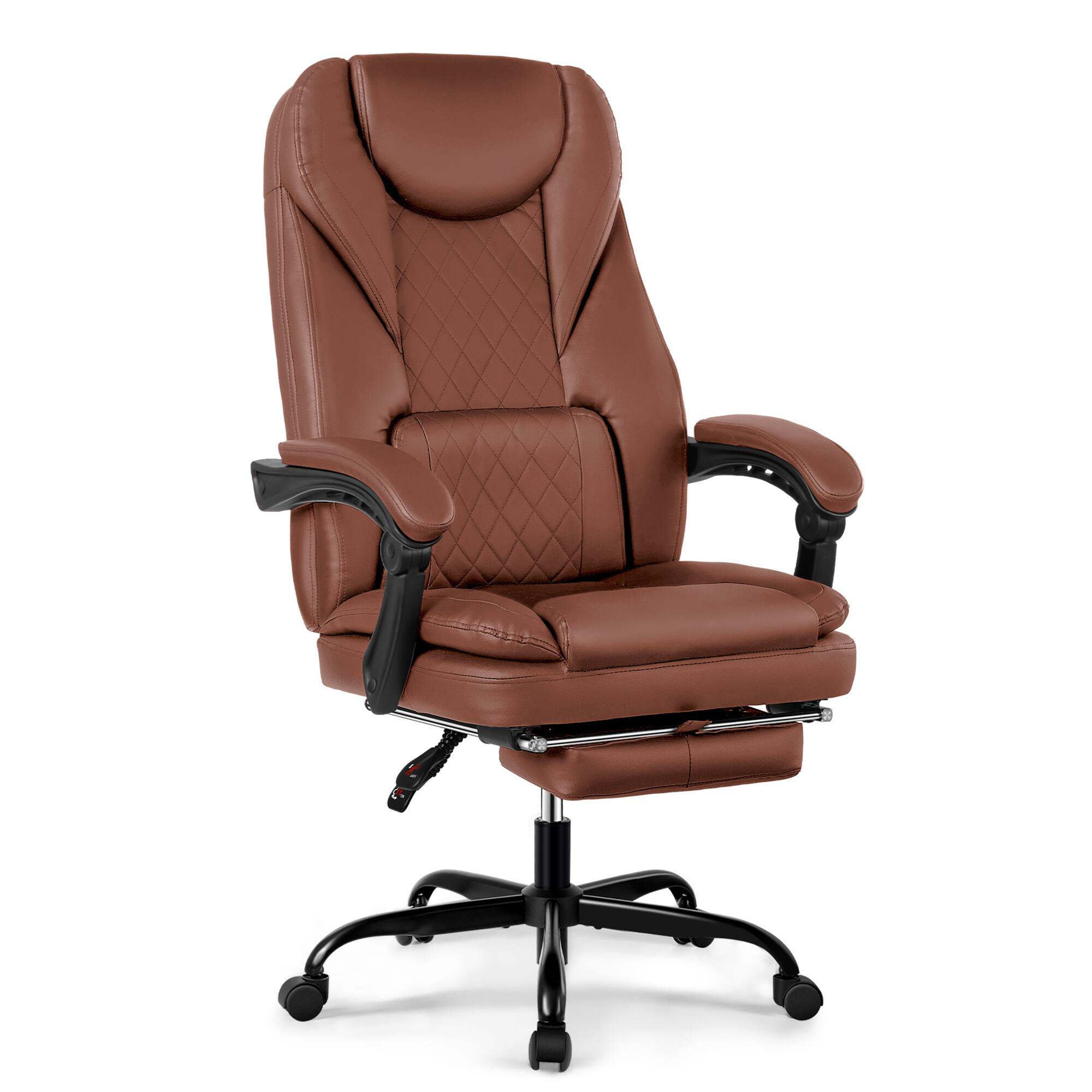 Left. Brick Attic - Big&Tall High-Back Executive Office Chair with Footrest Lumbar Support, 400LBS Reclined Ergonomic Computer Desk Chair - Brown.