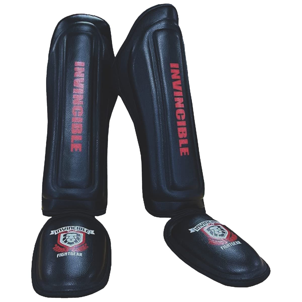 Amber Sporting Goods - Invincible Fight Gear Shin-n-Step for Muay Thai, MMA, Martial Arts Protective Training Equipment for Sparring - Black