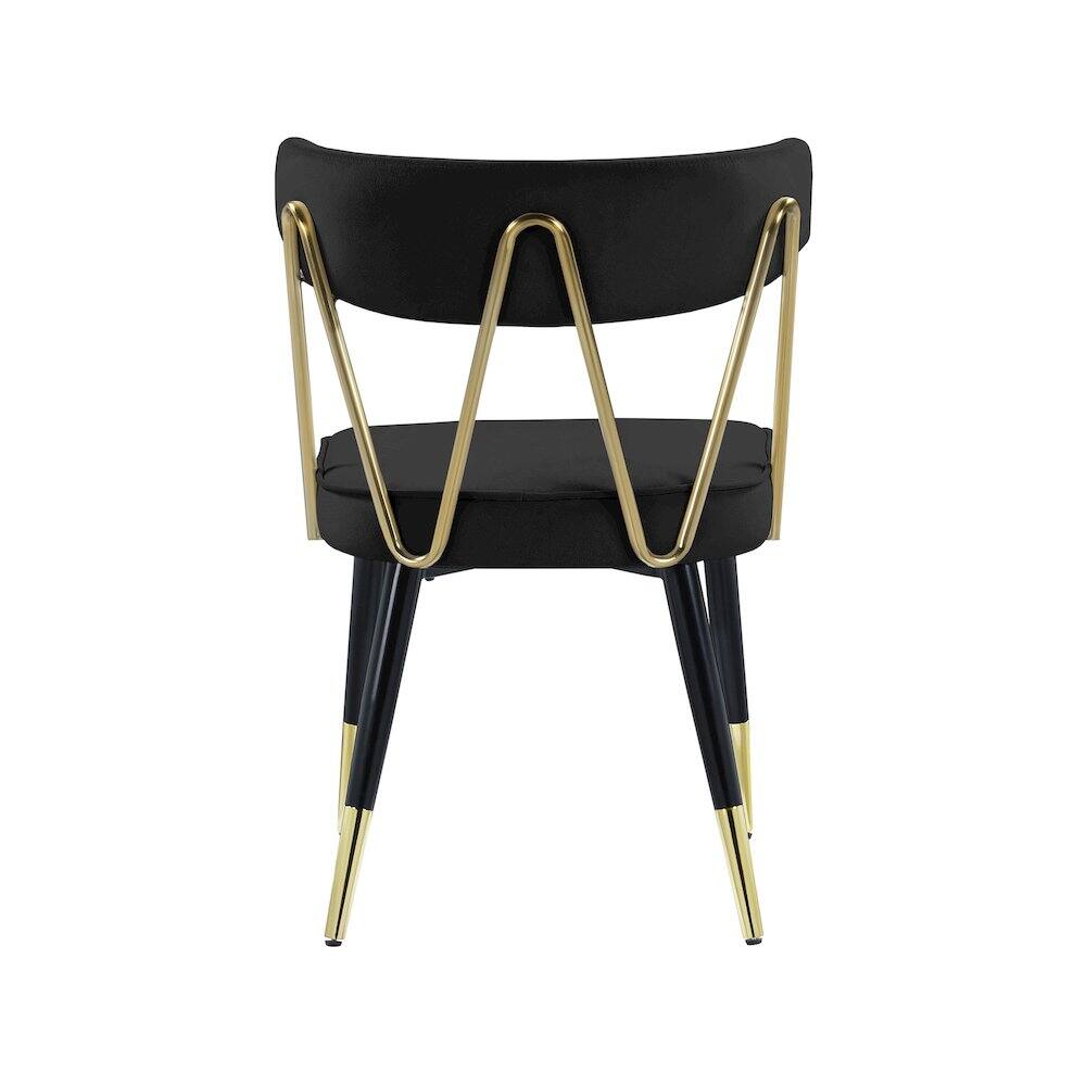 Alt View 2. Meridian Furniture - Rheingold Black Velvet Dining Chair, Set of 2 - Black.
