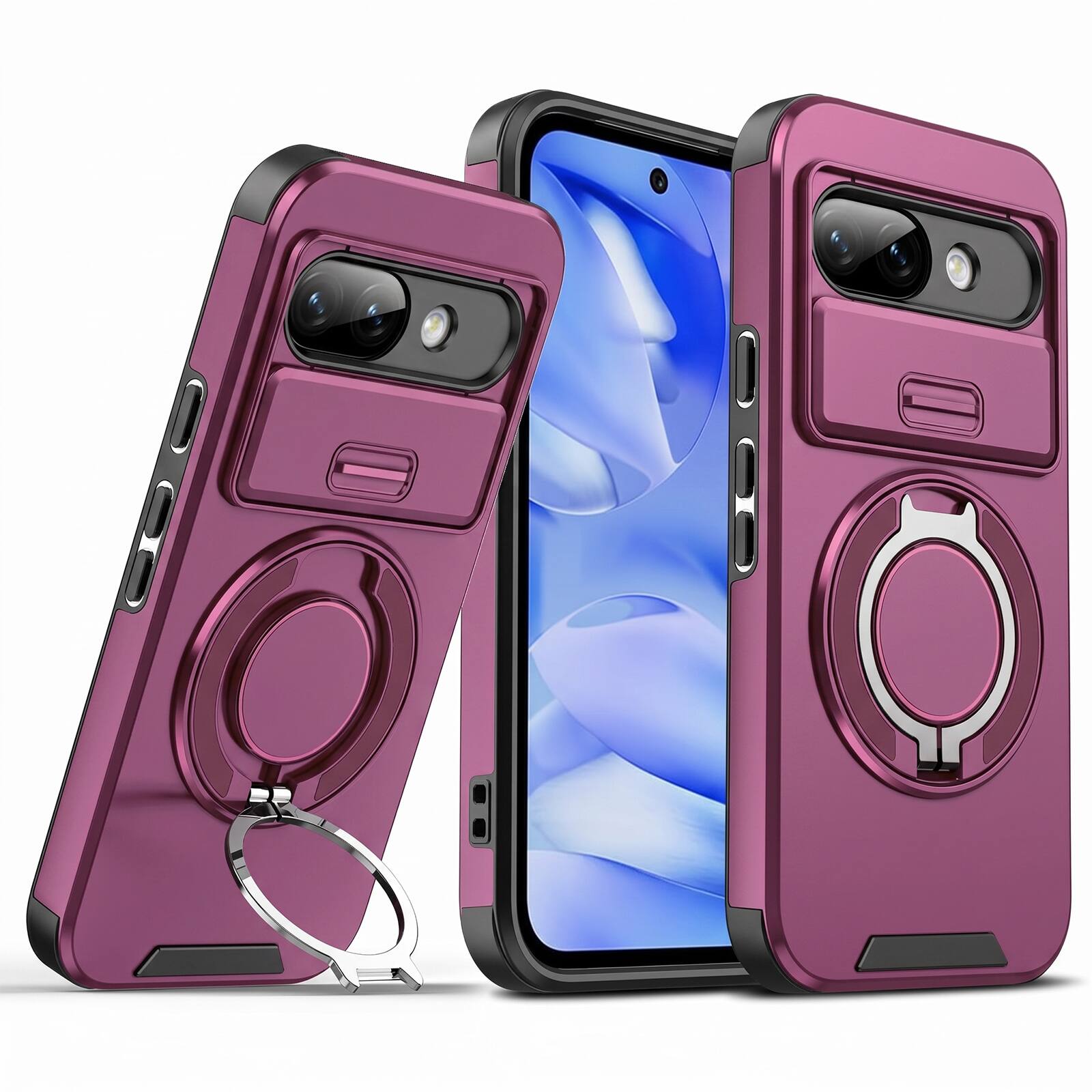 UUCOVER - Magnetic Case with Slide Camera Lens Cover & 360° Ring Stand for Google Pixel 10A - Drop Protection Phone Cover - Cherryred price history on PriceWatchPro