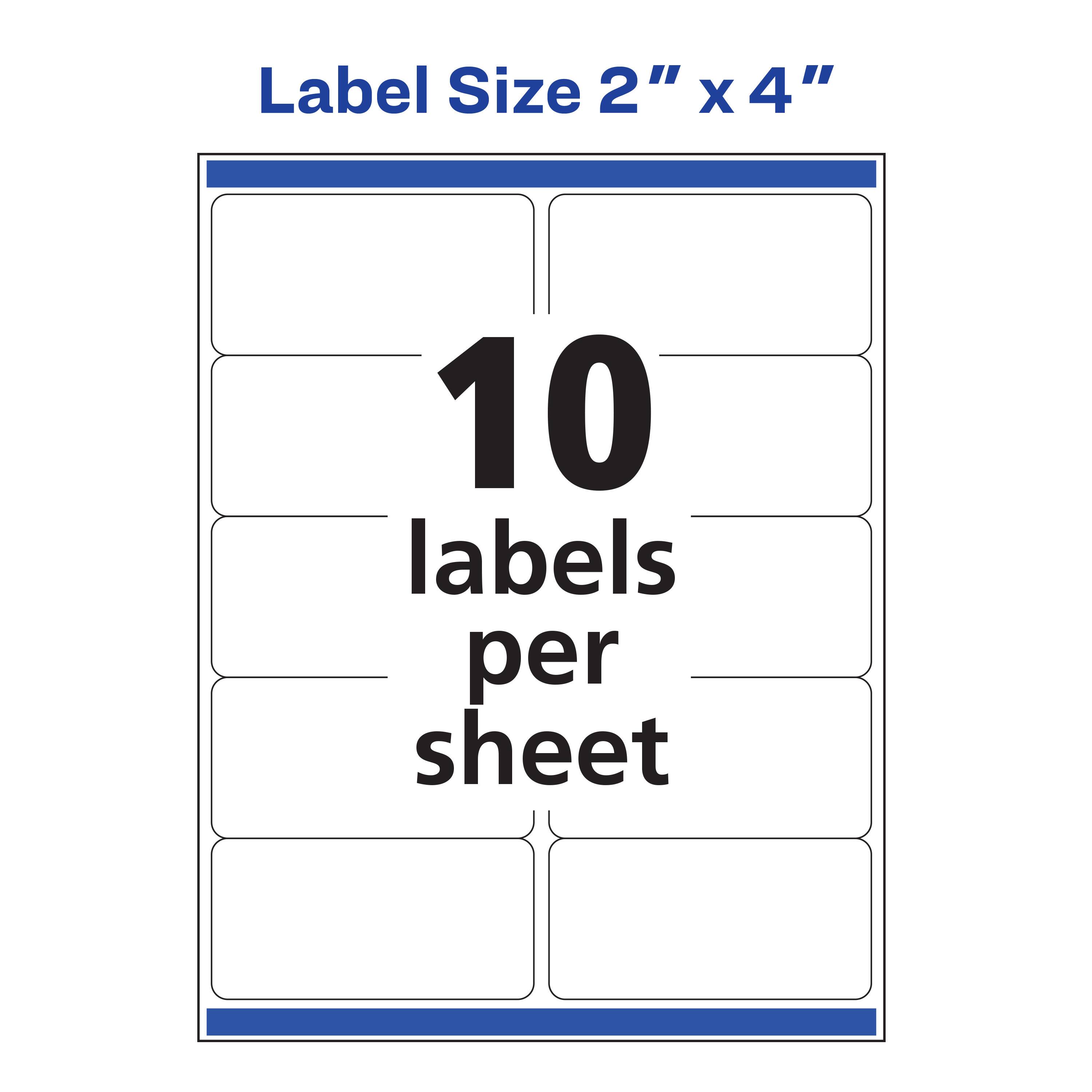Label Size 2" X 4"  
10 labels per sheet