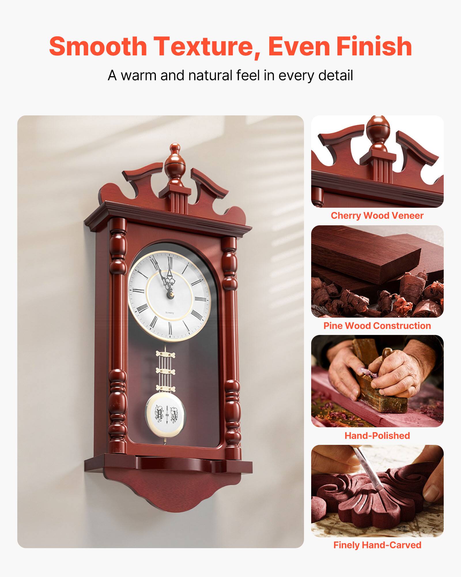 VEVOR Grandfather Clock, 23.2 in Classic Vintage Pendulum Clock