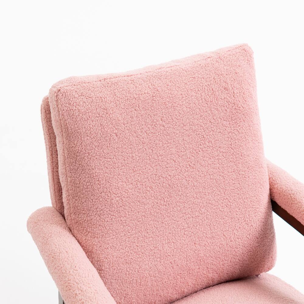 Alt View 9. Loheer - Loheer Mid Century Modern Rocking Chair Solid Wood Frame Pink - Pink.