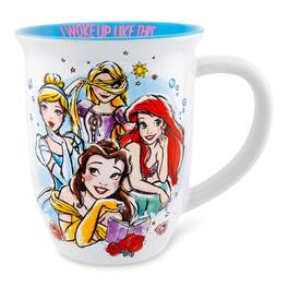 Silver Buffalo - Disney Princess "I Woke Up Like This" Wide Rim Ceramic Mug | Holds 16 Ounces - Blue
