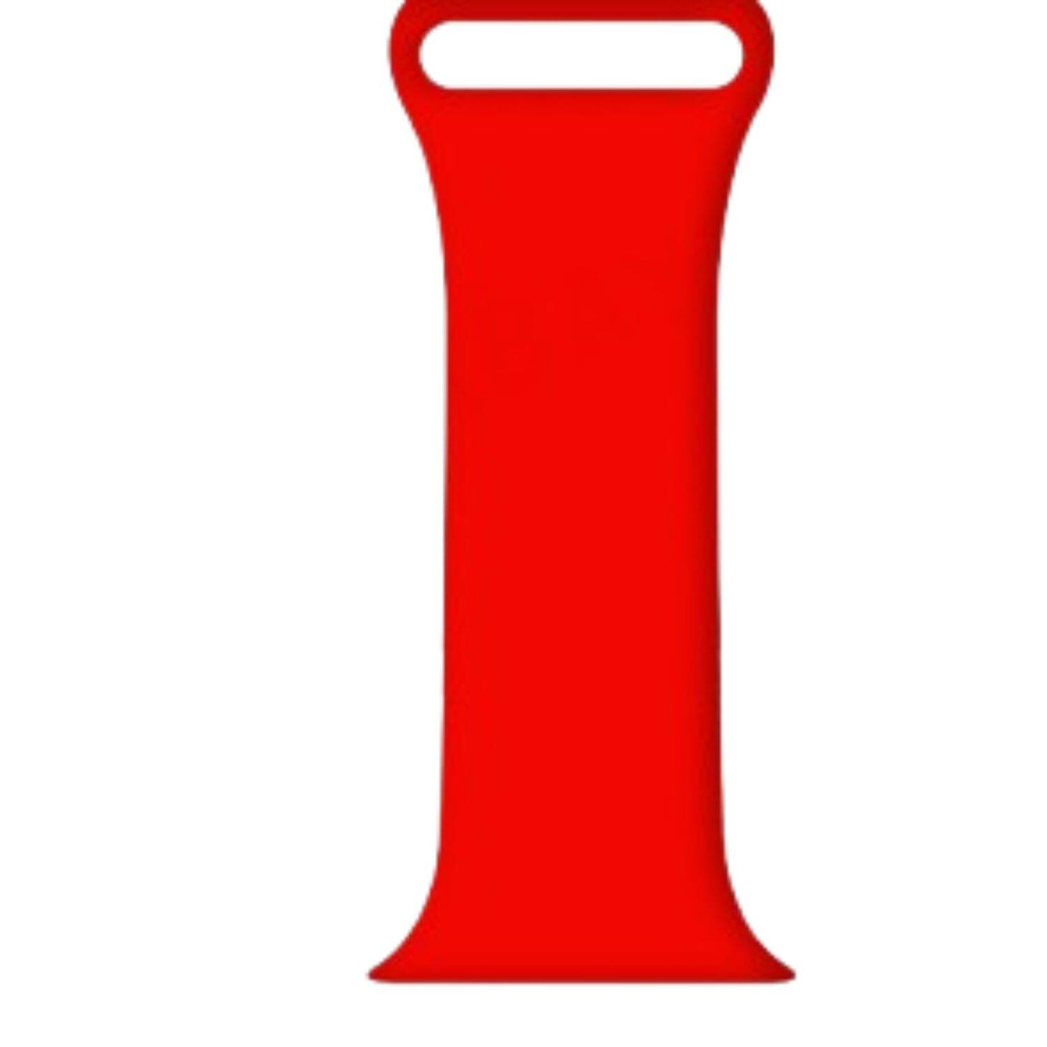 Left. Home Collection - Grand Red 42mm/44mm M/L Silicone Sport Band Strap for Apple Watch Series – Soft Replacement Wristband - Grand Red.