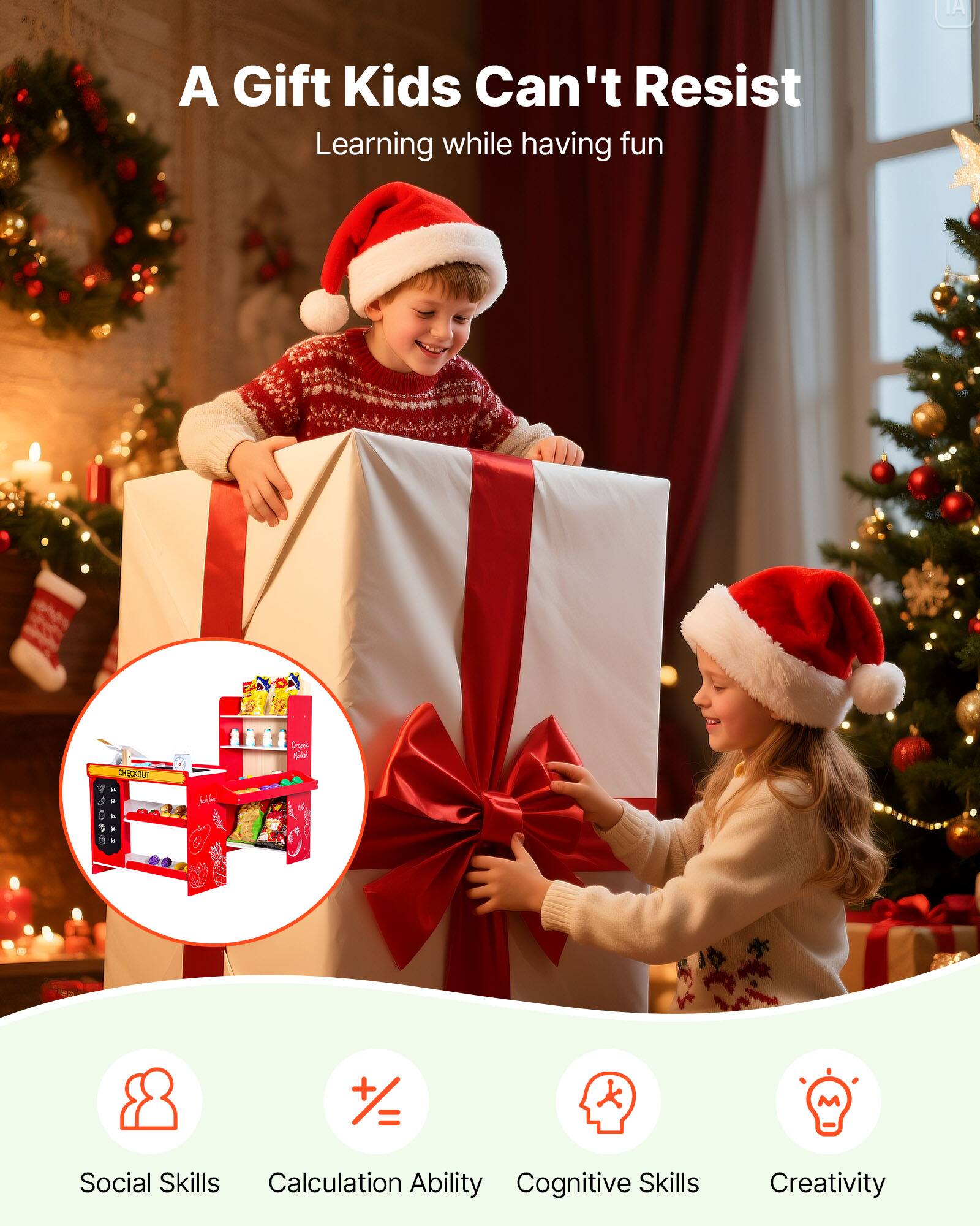 A Gift Kids Can't Resist: Learning while having fun

- Social Skills
- Calculation Ability
- Cognitive Skills
- Creativity
