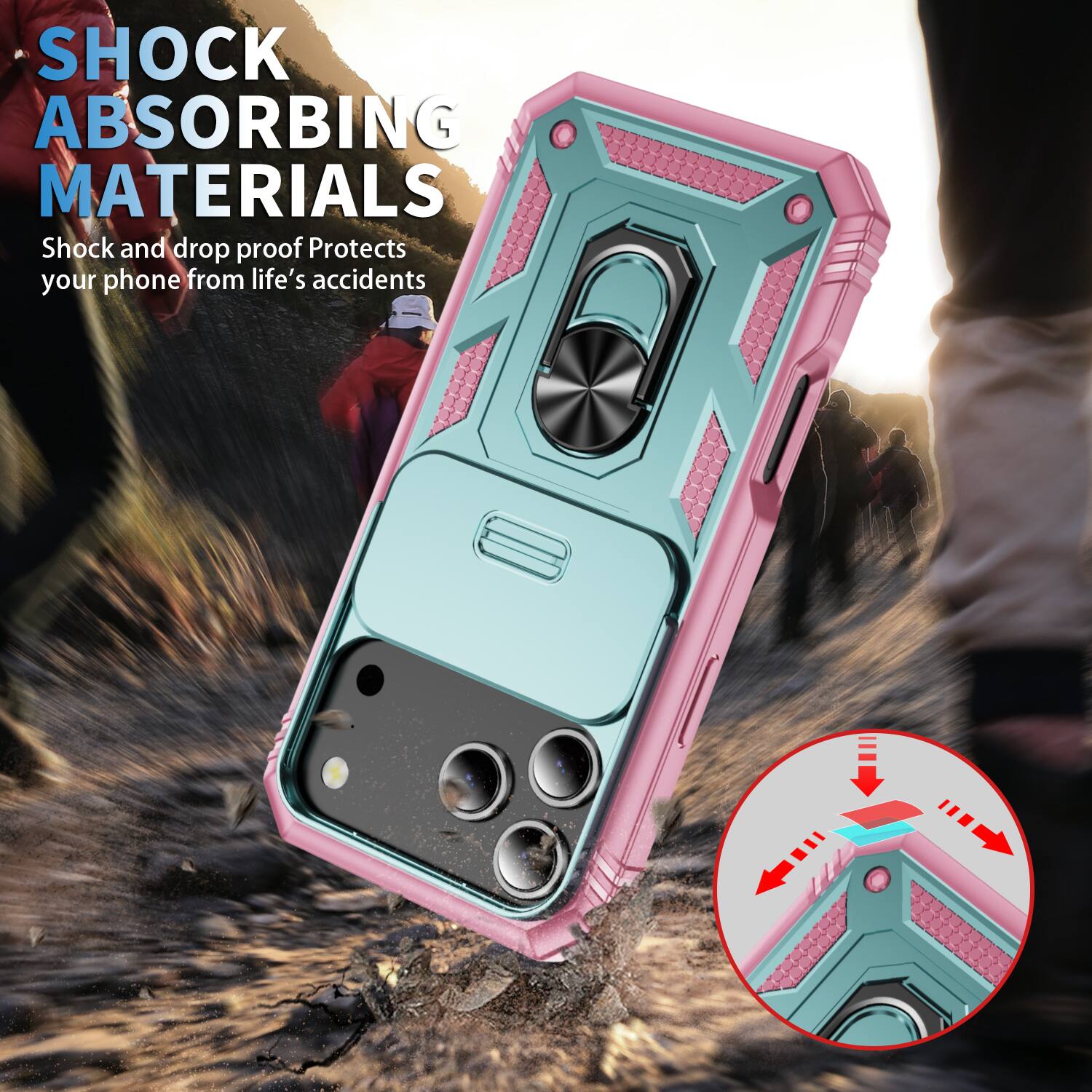 SHOCK ABSORBING MATERIALS  
Shock and drop proof  
Protects your phone from life's accidents