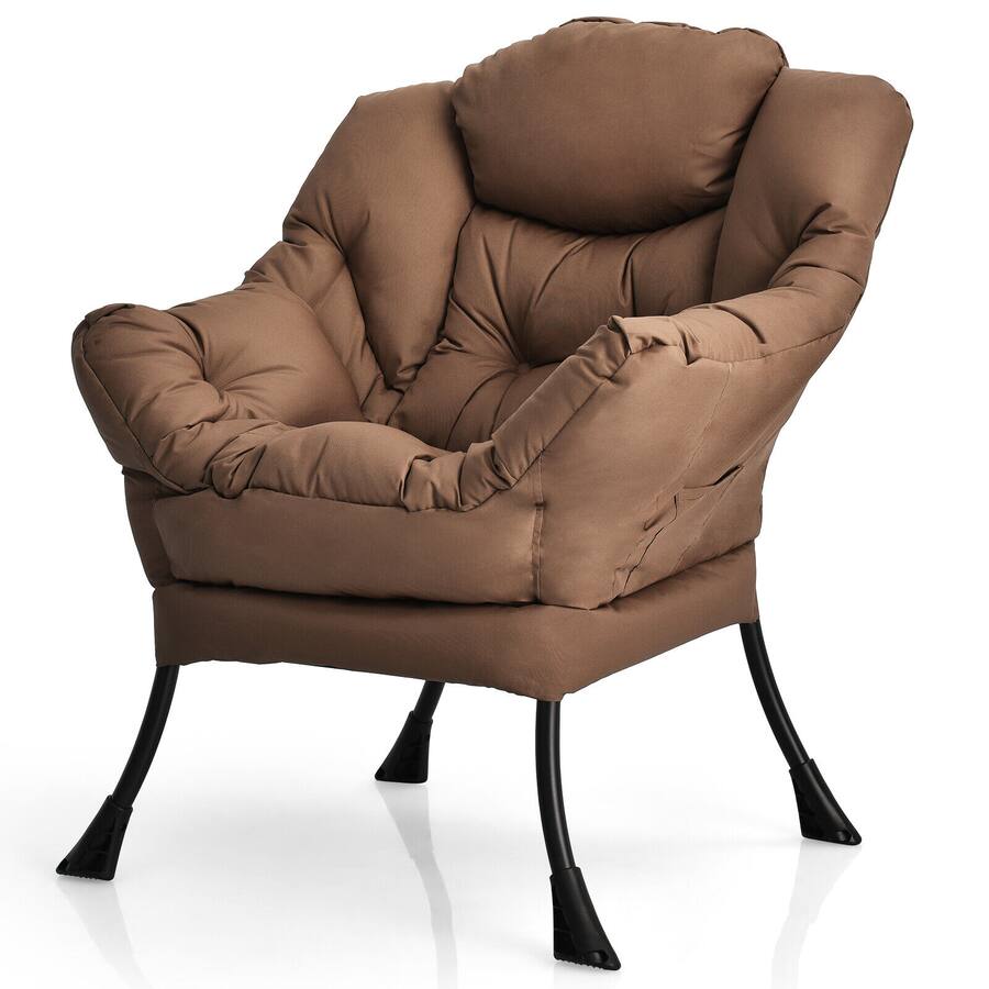 Structural Frame Corner WELLFOR Modern Polyester Fabric Lazy Chair with Steel Frame and Side ...