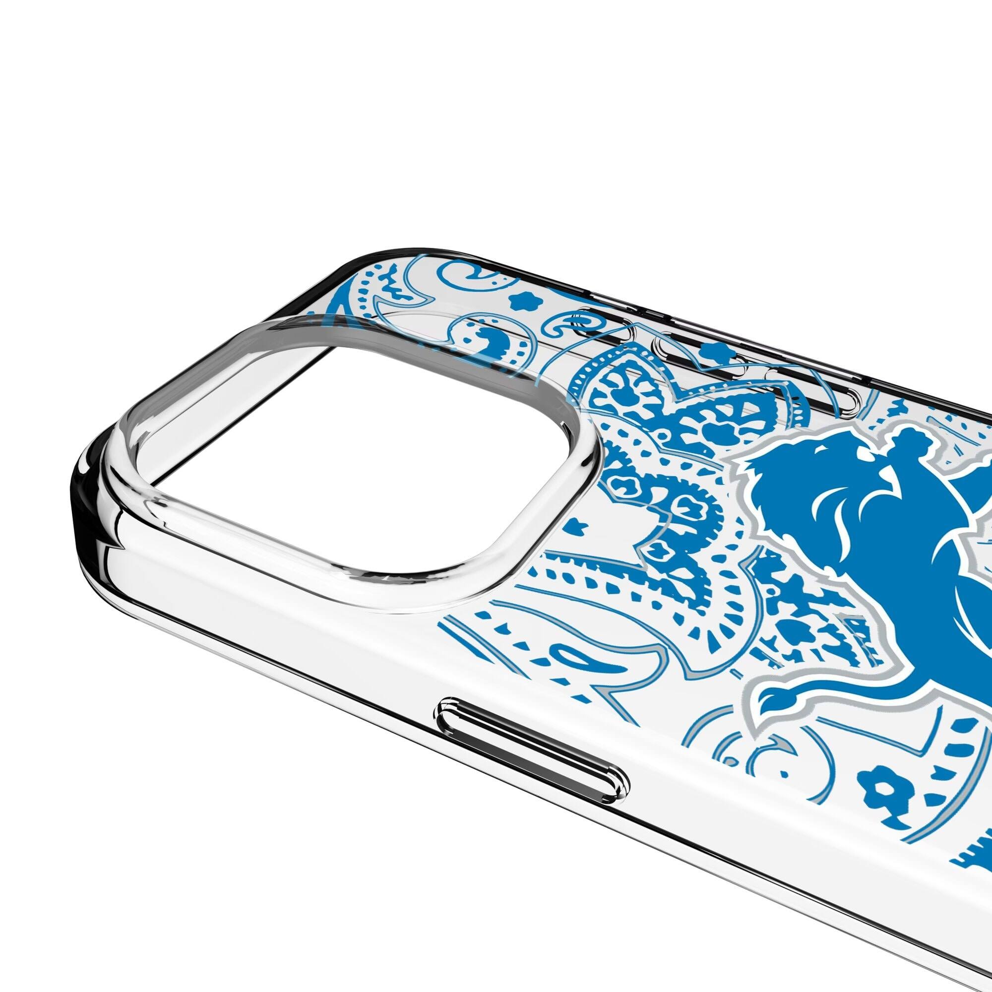 Alt View 2. Keyscaper - Detroit Lions iPhone Clear Paisley Design Case - 15 Plus - Multicolor.