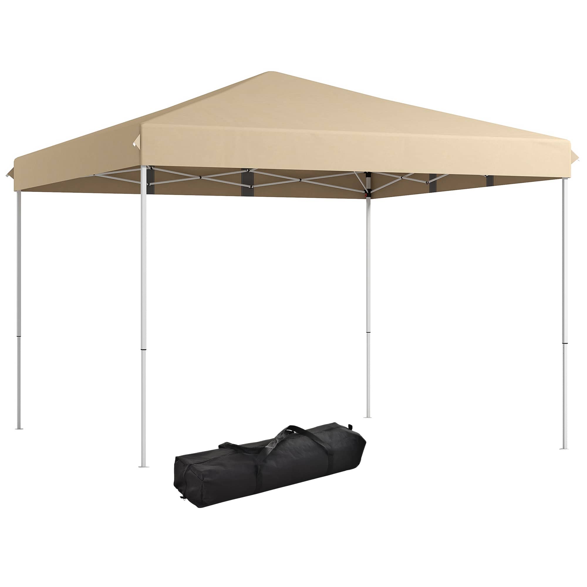 Front. Ecooso - 13' x 13' Pop Up Canopy Tent, Instant Sun Shelter, Tents for Parties, Height Adjustable, with Wheeled Carry Bag - Beige.