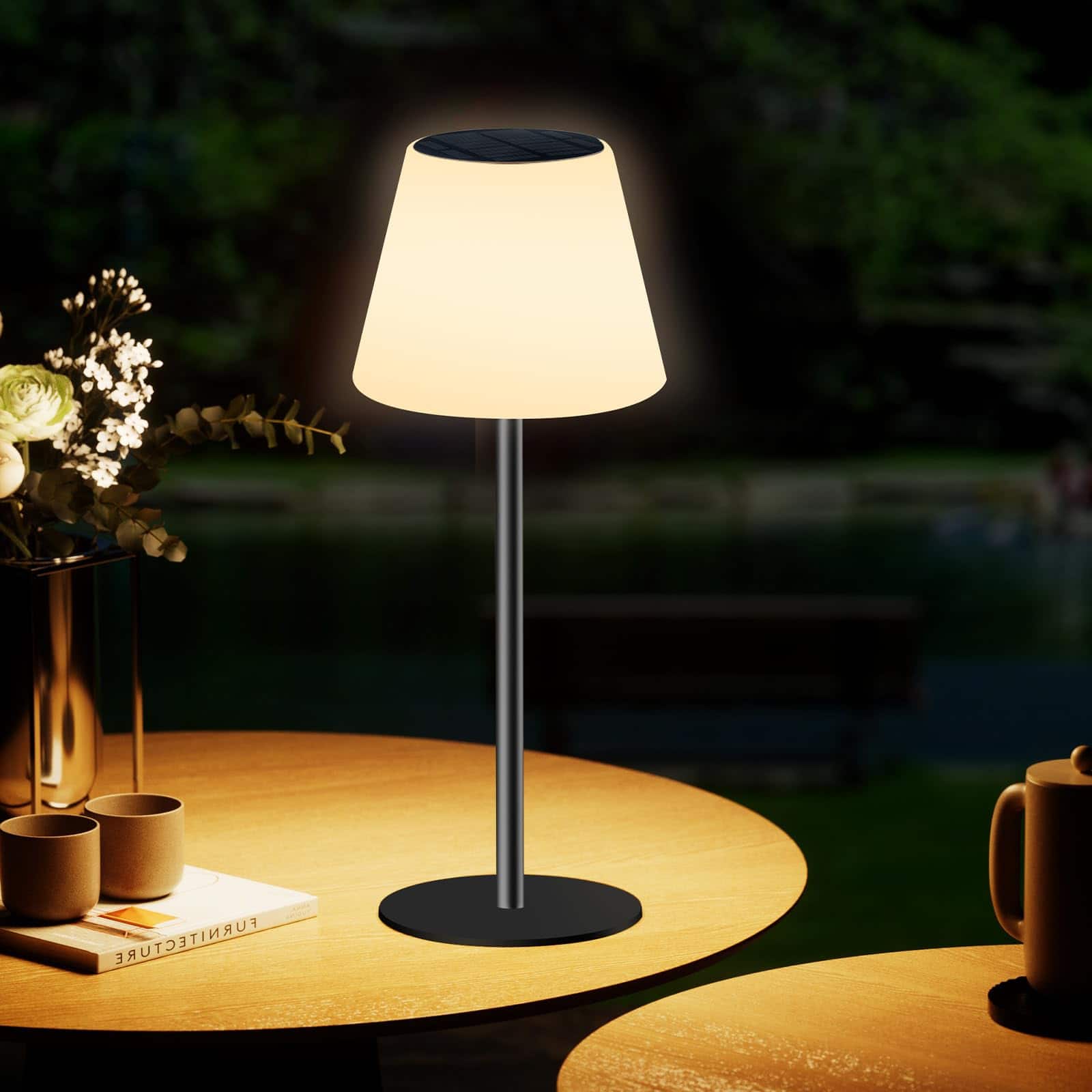 Dazzling Pops - Solar Table Lamp Rechargeable Outdoor Solar Lamps Light Sensor Battery Operated Outdoor Lamps Patio 【Solar - Default