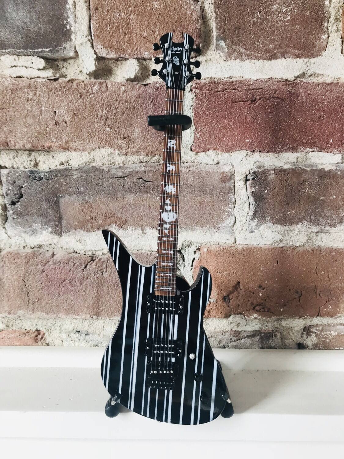Front. Axe Heaven - Avenged Sevenfold - Axe Heaven Black with Silver Stripes Mini Guitar SG-660   - COLLECTIBLES - Multicolor.