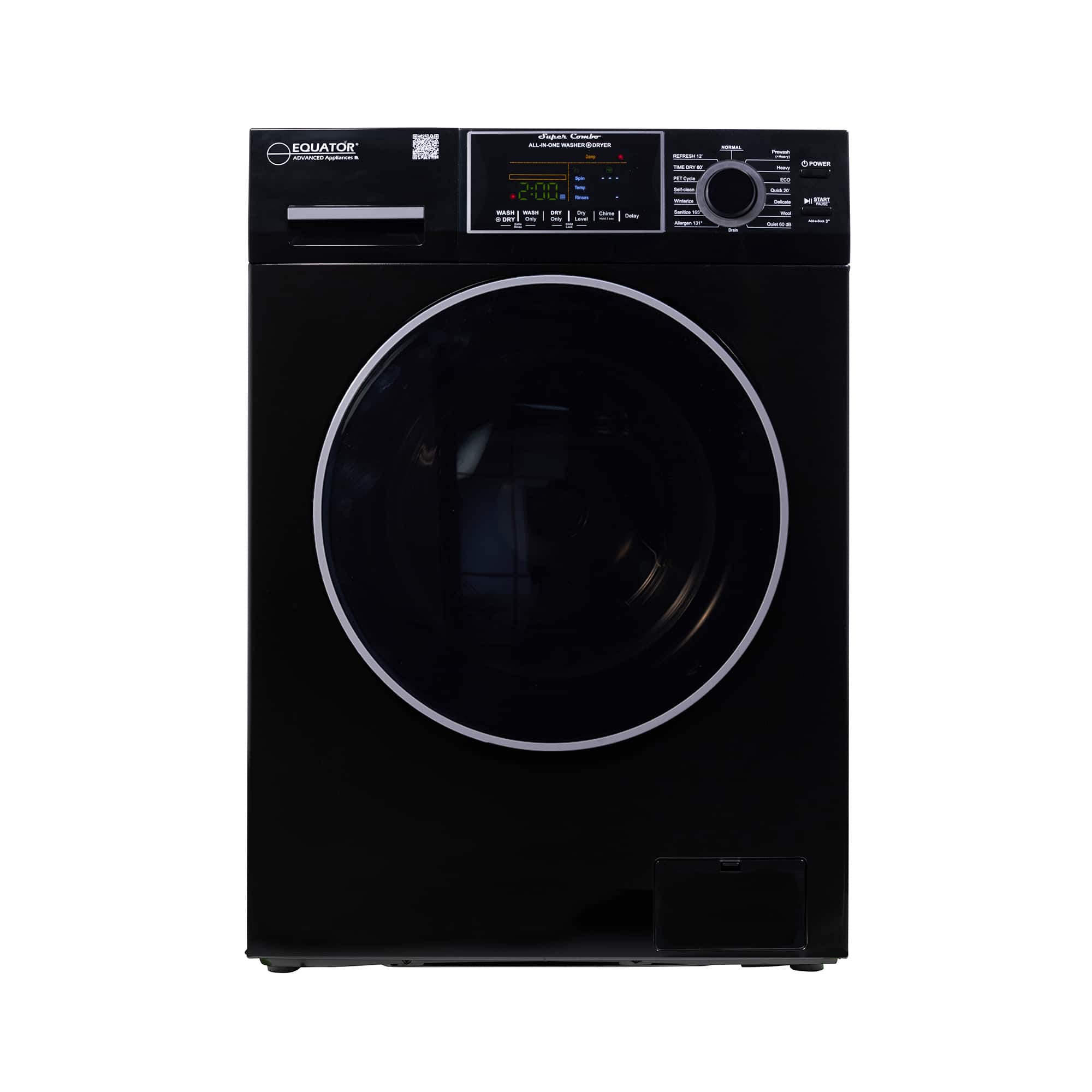 Equator - 1.62 cu ft. VENTLESS DRY Fully Built-in All-in-One Combo Washer Electric Dryer 0-Clearance 110V - EZ 4700 - Black