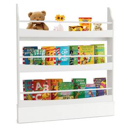 Gymax - 3-Tier Kids Bookshelf Toy Storage Bookcase Rack Wall w/ Anti-toppling Kits - White