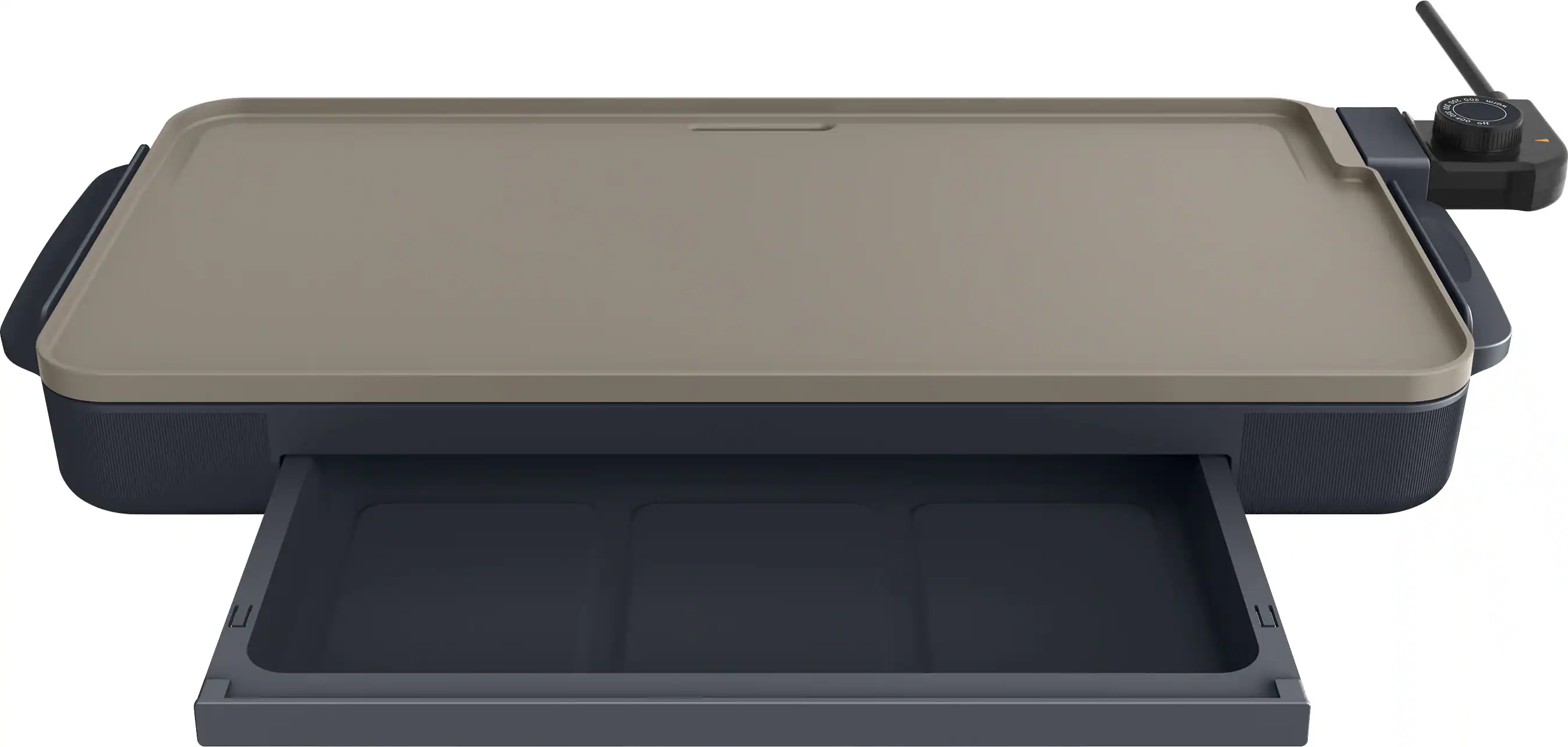 Back. Bella - 10" x 20" Electric Griddle with Warming Tray - Slate.