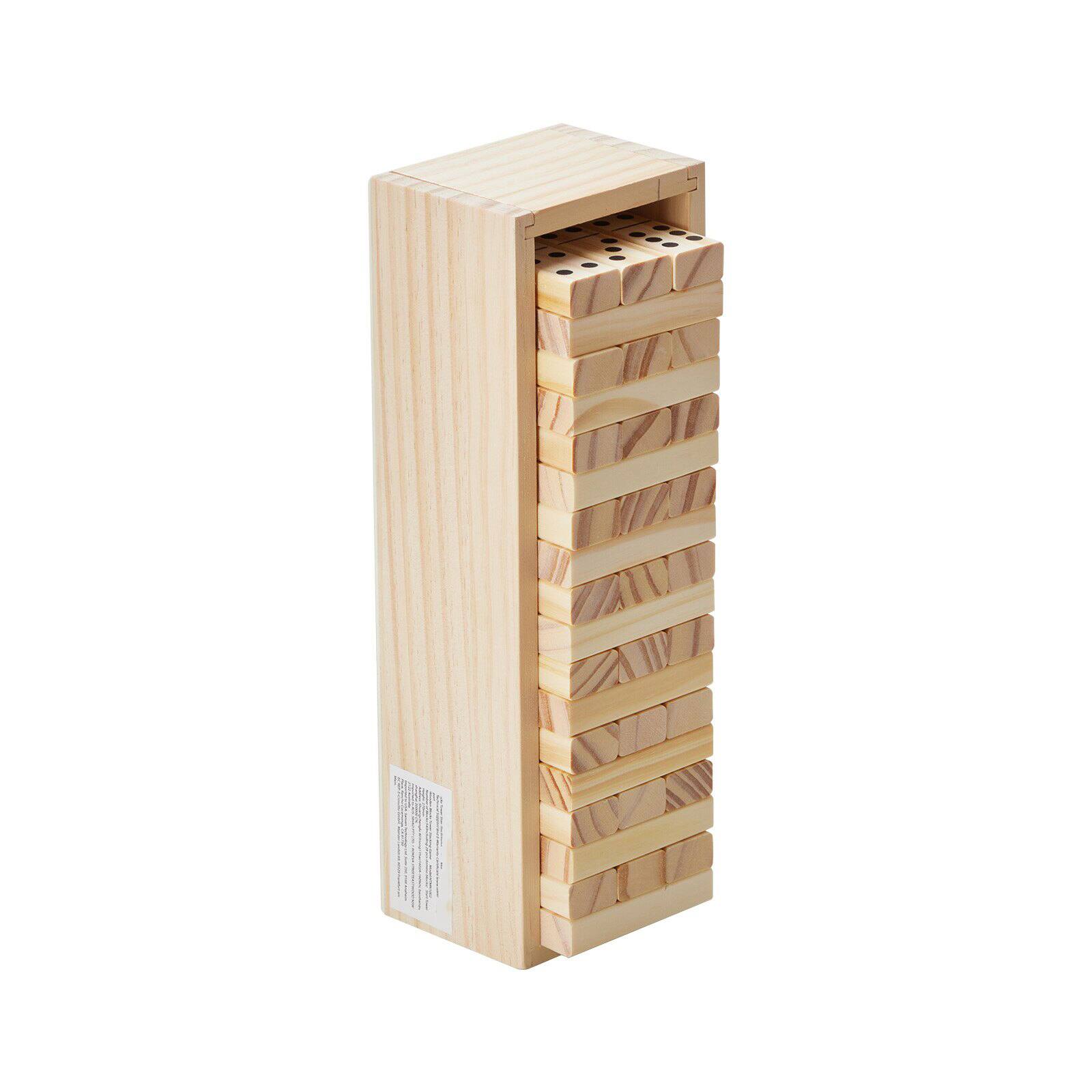 Alt View 9. HONGGE - Wooden Tumbling Tower Game with Domino Blocks and Storage Crate - Natural.