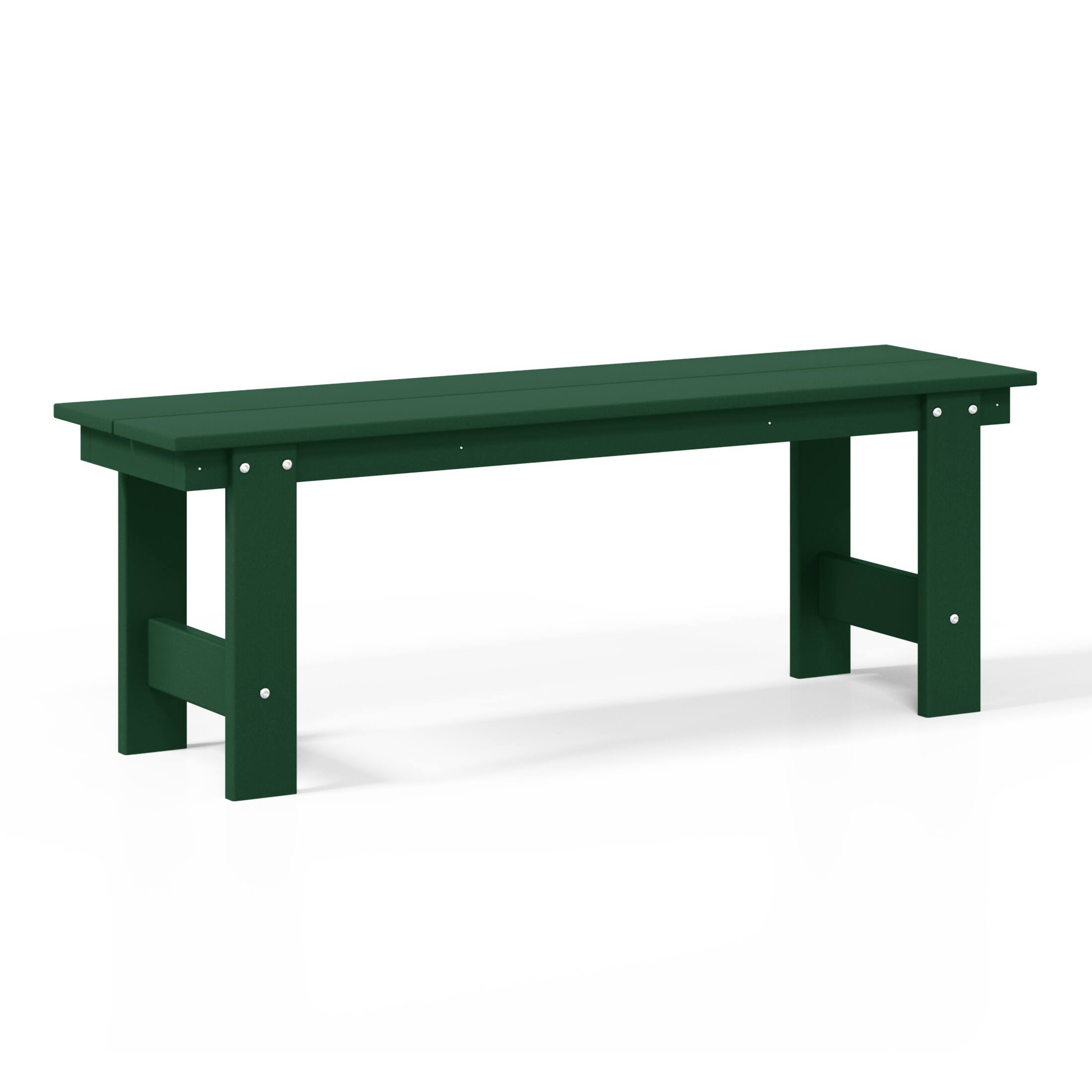 Alt View 2. WestinTrends - WestinTrends Ashore Outdoor HDPE 48" Modern Backless Patio Bench - Dark Green.