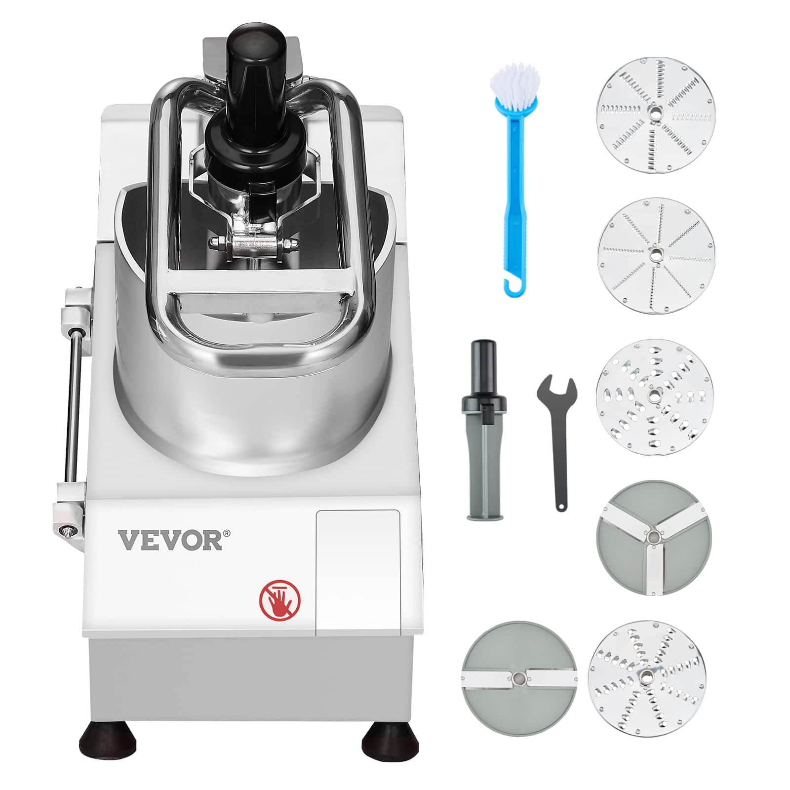 VEVOR - Food Processor & Vegetable Chopper, 2 Feeding Holes Food-Grade Stainless Steel Food Processor Chopper - Silver