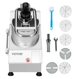 VEVOR - Food Processor & Vegetable Chopper, 2 Feeding Holes Food-Grade Stainless Steel Food Processor Chopper - Silver