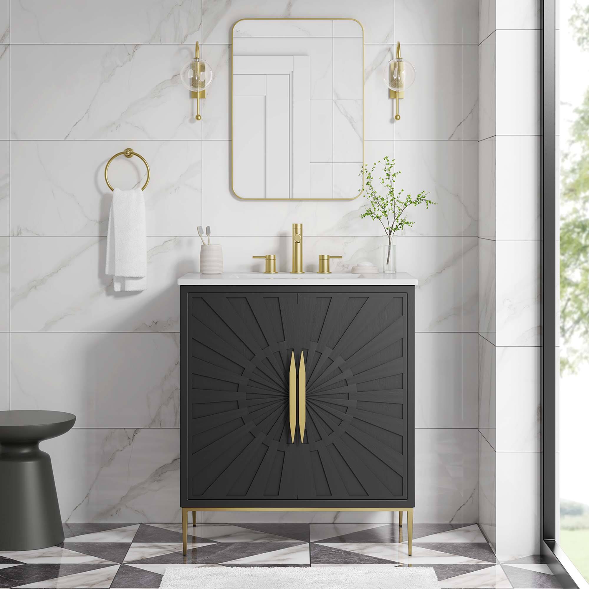 Front. Modway - Awaken Bathroom Vanity Basin Included by Modway - White Black.