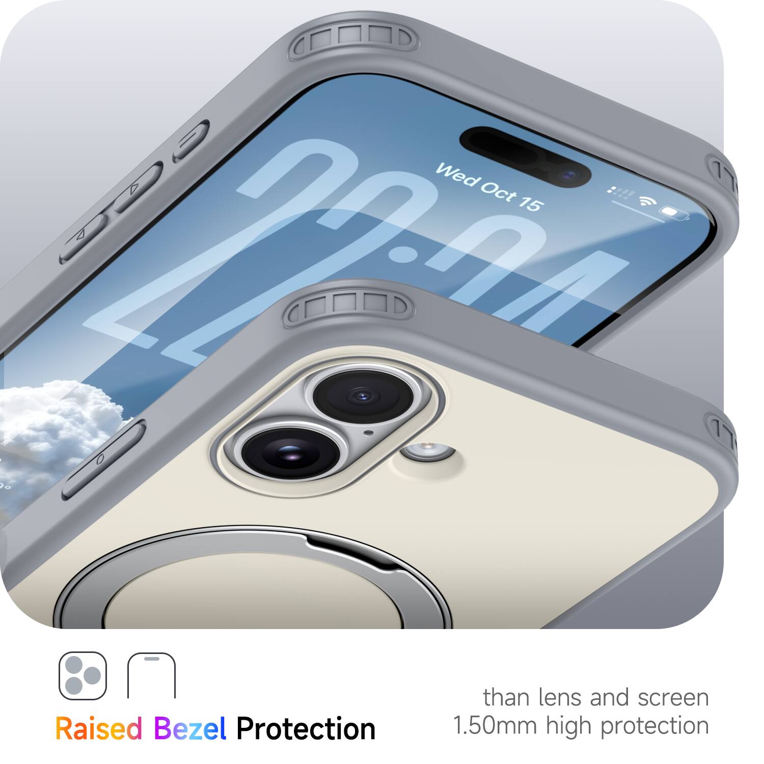 Wed Oct 15

Raised Bezel Protection

than lens and screen 1.50mm high protection