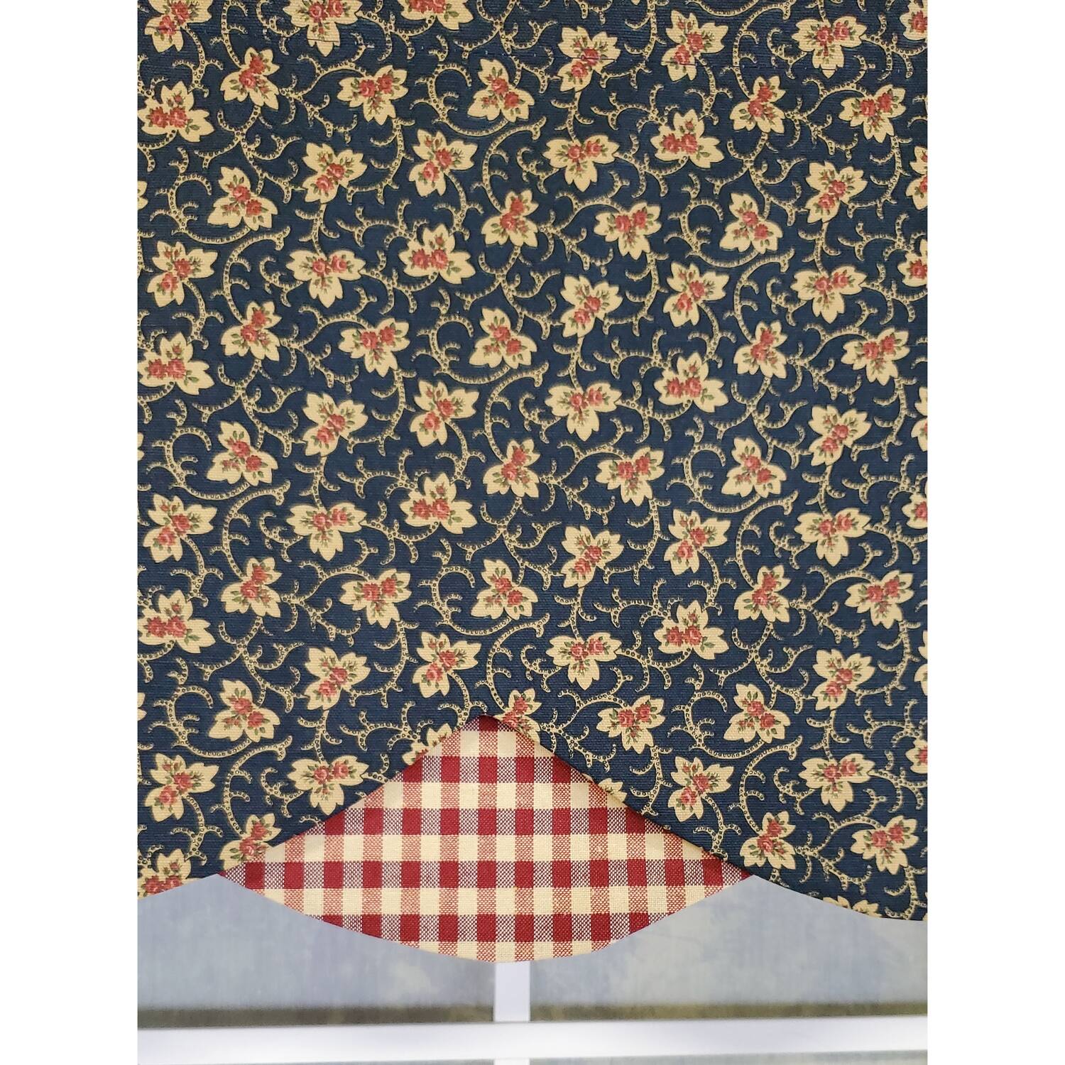 Left. RLF Home - RLF Home 3" Rod Pocket High Quality Fabric Andover Petticoat Valance for Windows 50" x 15" Navy - Navy.