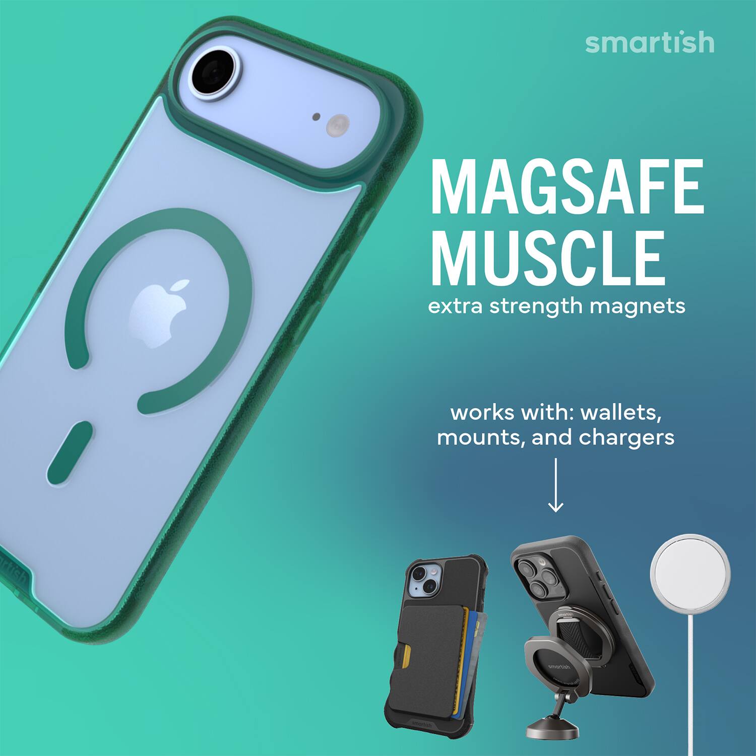 smartish MAGSAFE MUSCLE extra strength magnets works with: wallets, mounts, and chargers