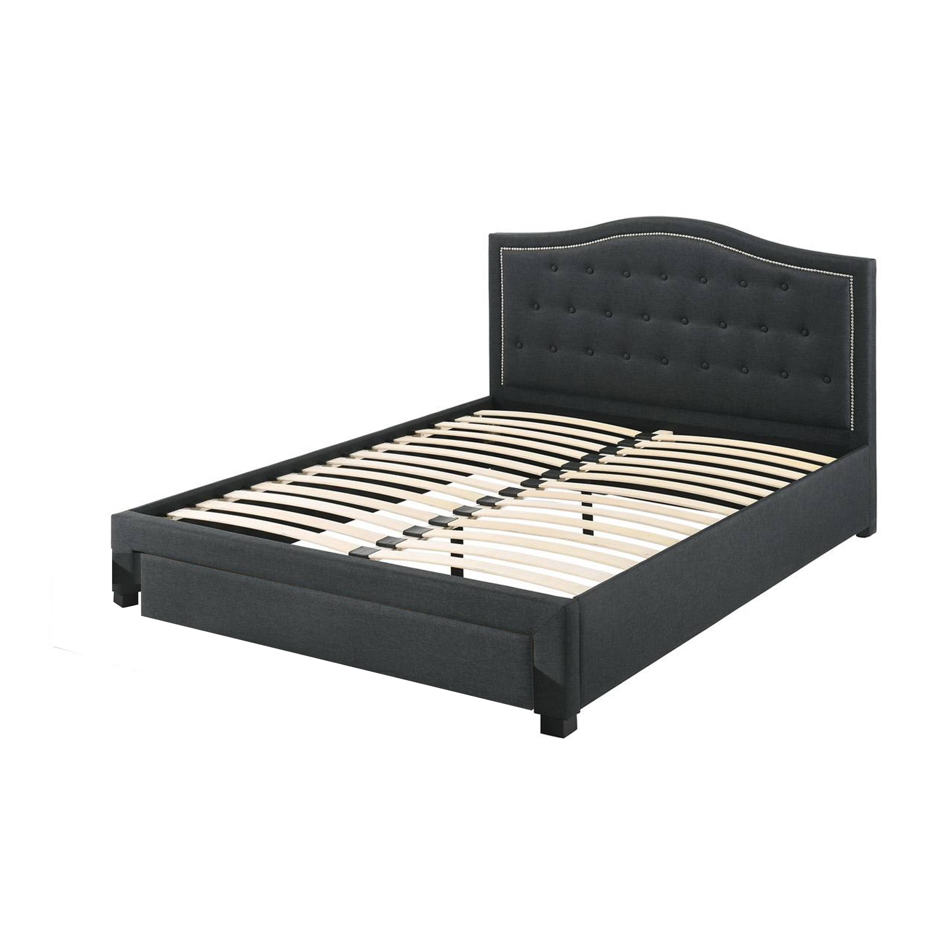 Alt View 1. Manhattan Lane - Sey Full Size Bed w Storage Drawers, Dark Gray Upholstered Headboard - Gray.