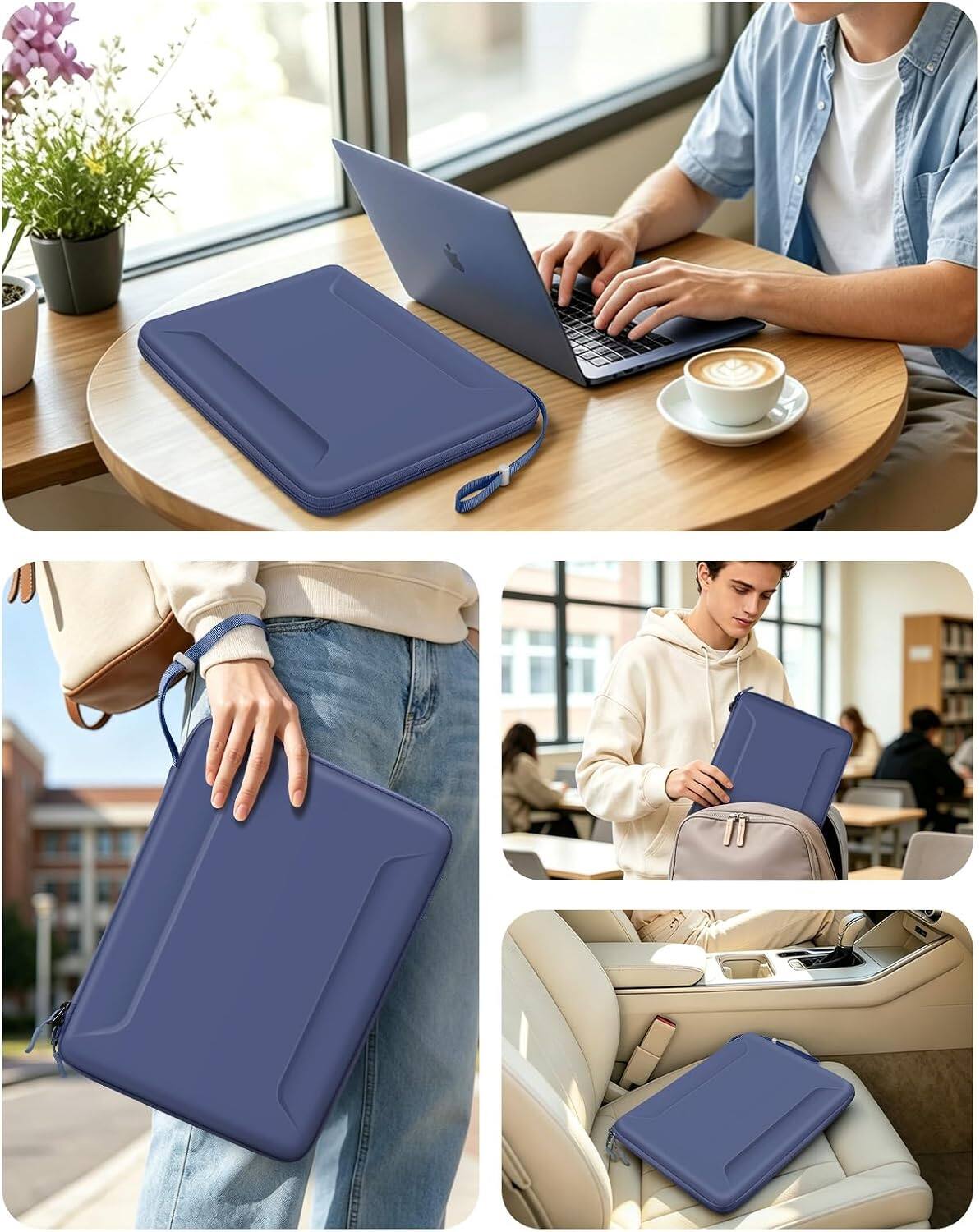 Alt View 4. Fintie - 13-14 Inch Sleeve Case for MacBook Neo 13'', MacBook Air 13.6'', MacBook Pro 14'', Shockproof EVA Carrying Laptop Bag - Indigo.