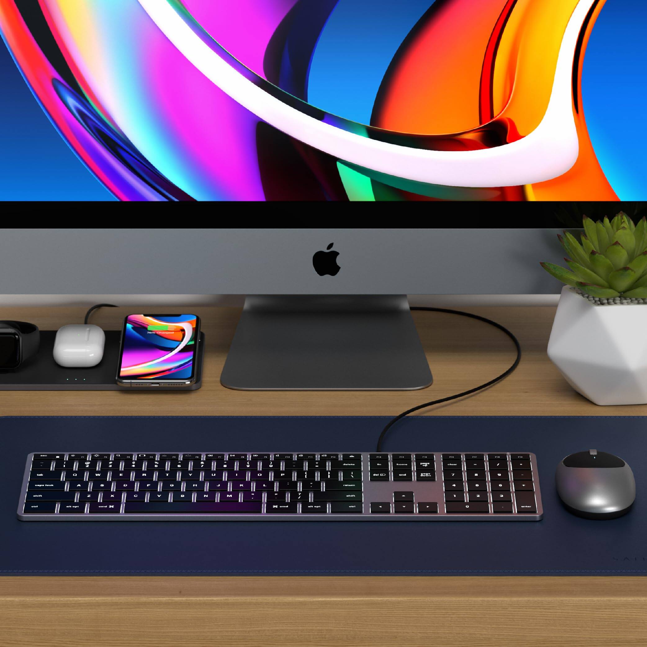 Alt View 2. Satechi - Slim W3 Wired Backlit Keyboard - Space Gray.