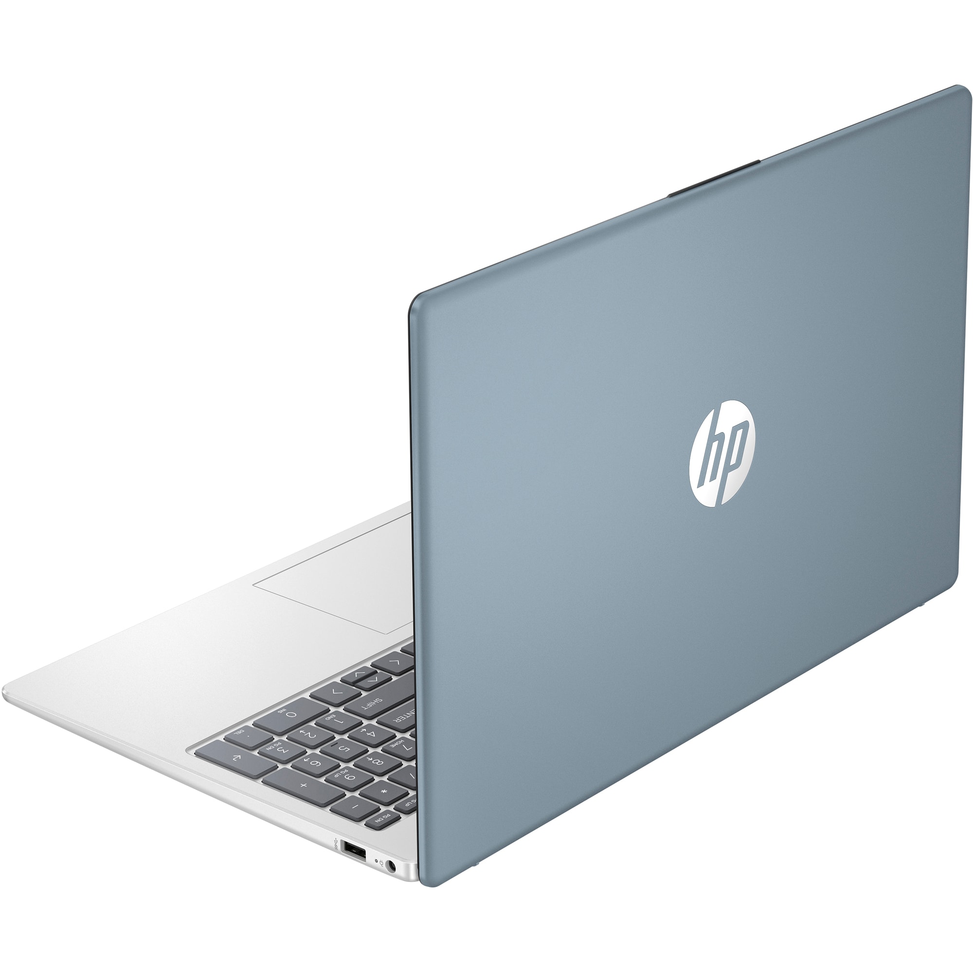 Alt View 4. HP - 15.6" HD Touch-Screen Laptop - Intel Processor N200 - 4GB Memory - AMD Radeon Graphics - 256GB SSD - Windows 11 Home - Moonlight Blue.
