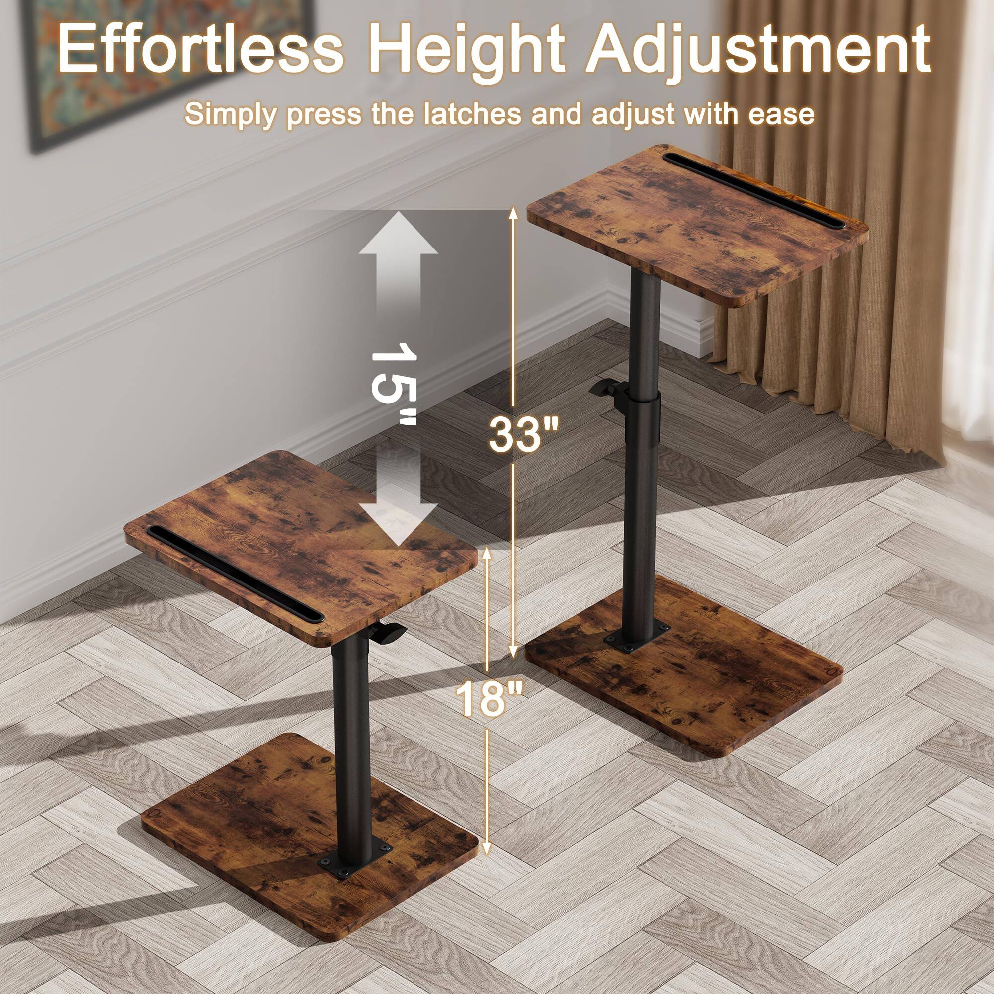 Effortless Height Adjustment  
Simply press the latches and adjust with ease  

15"  
33"  
18"