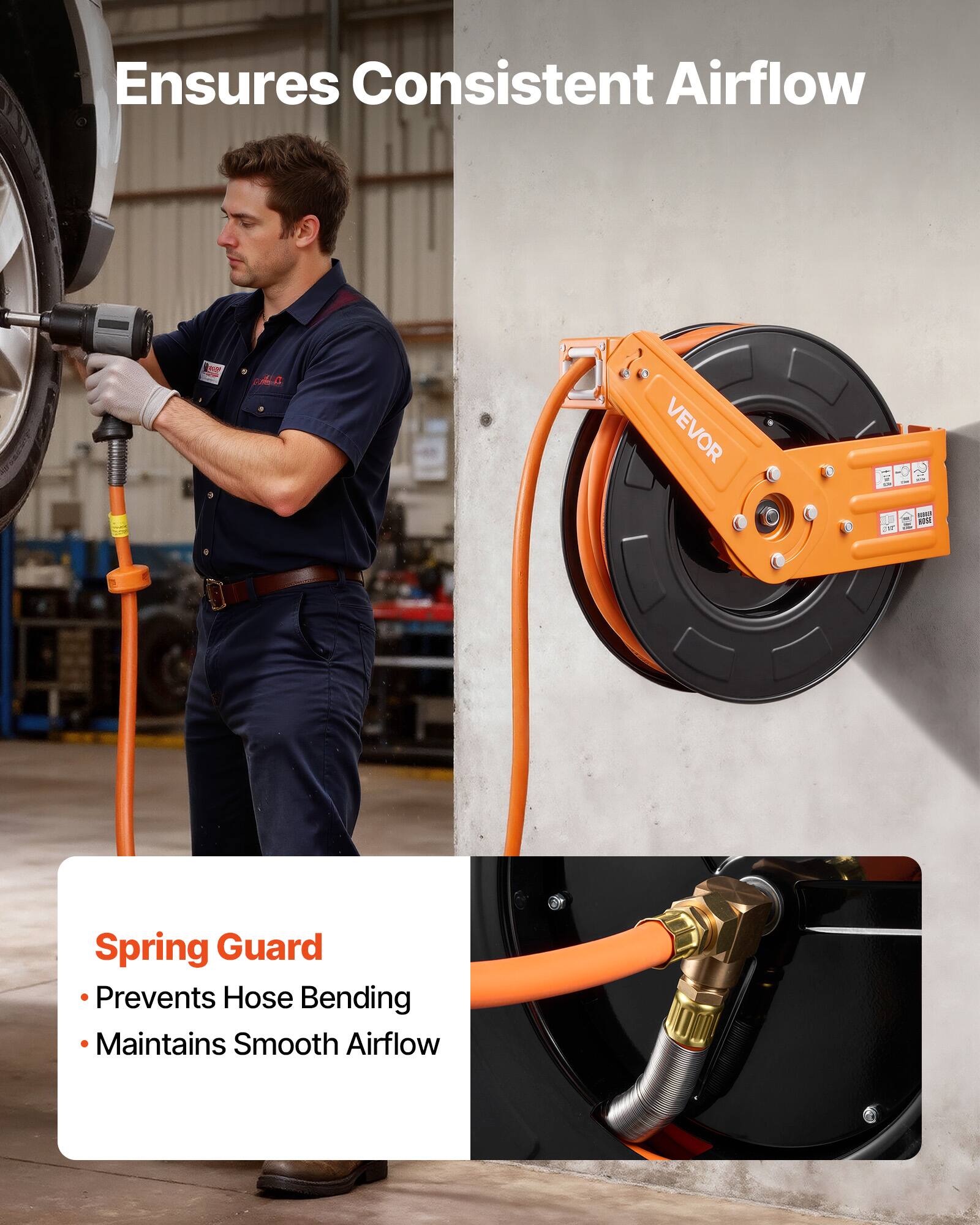 Ensures Consistent Airflow

Spring Guard
- Prevents Hose Bending
- Maintains Smooth Airflow