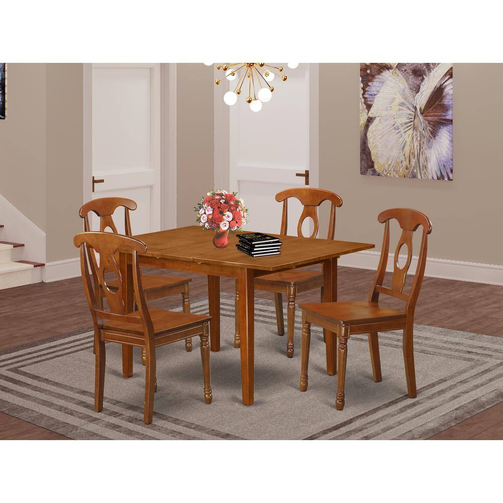 Back. East West Furniture - 5 Pc small Kitchen Table set-Kitchen Table and 4 Kitchen Chairs - Saddle Brown.
