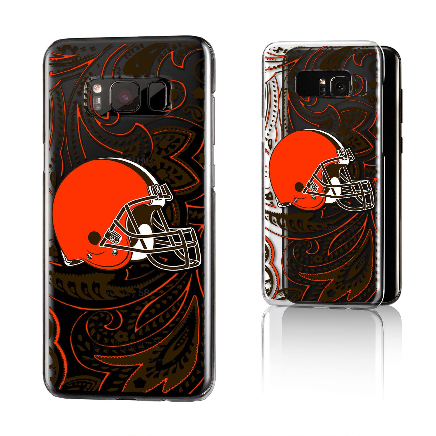Alt View 2. Keyscaper - Cleveland Browns Galaxy Clear Paisley Design Case - S23 Ultra - Multicolor.