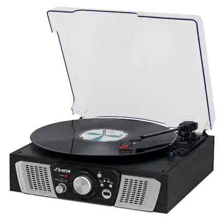 Front. Victor Audio - Victor Lakeshore 5-in-1 Turntable System - Black.