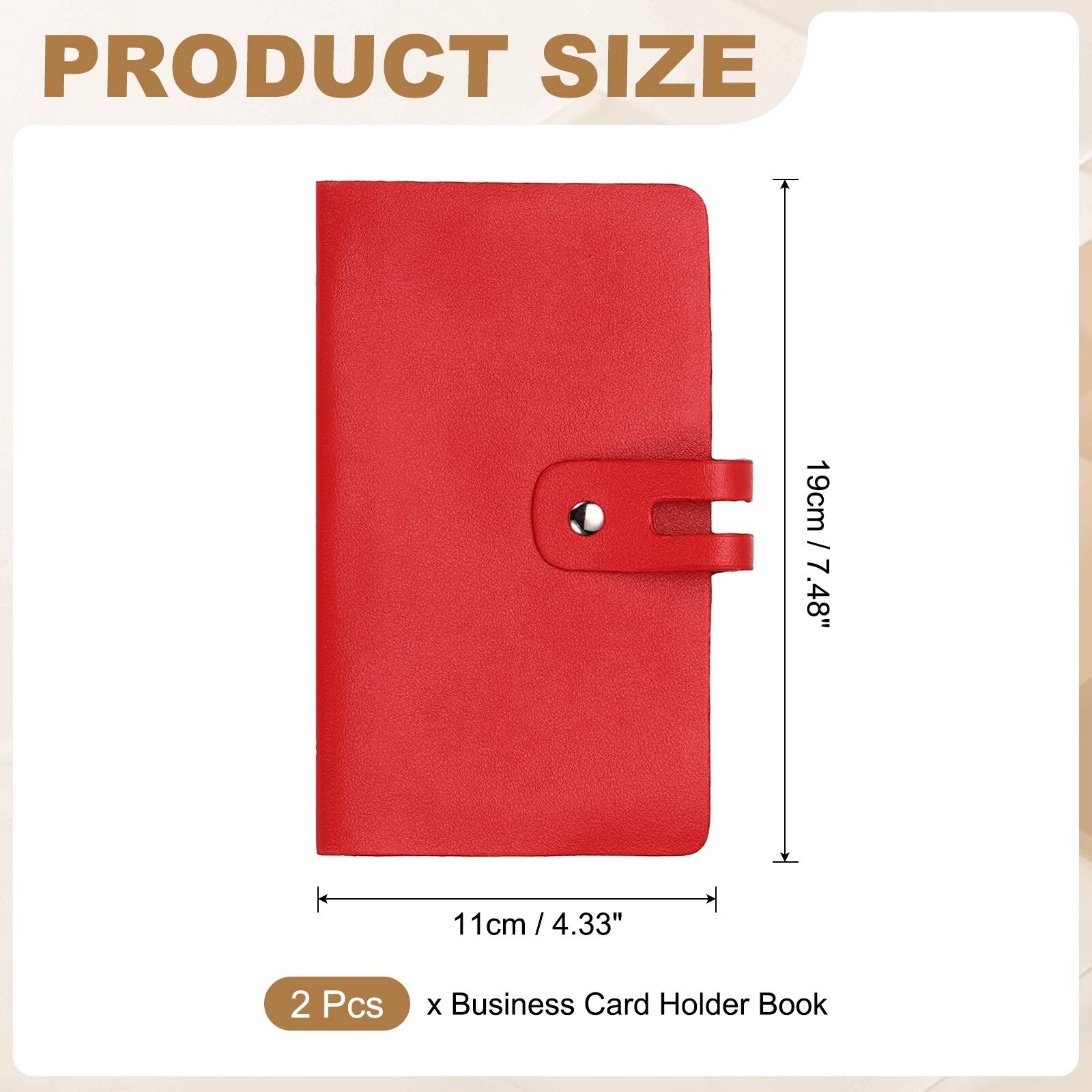 PRODUCT SIZE

19cm / 7.48"  
11cm / 4.33"  

2 Pcs x Business Card Holder Book