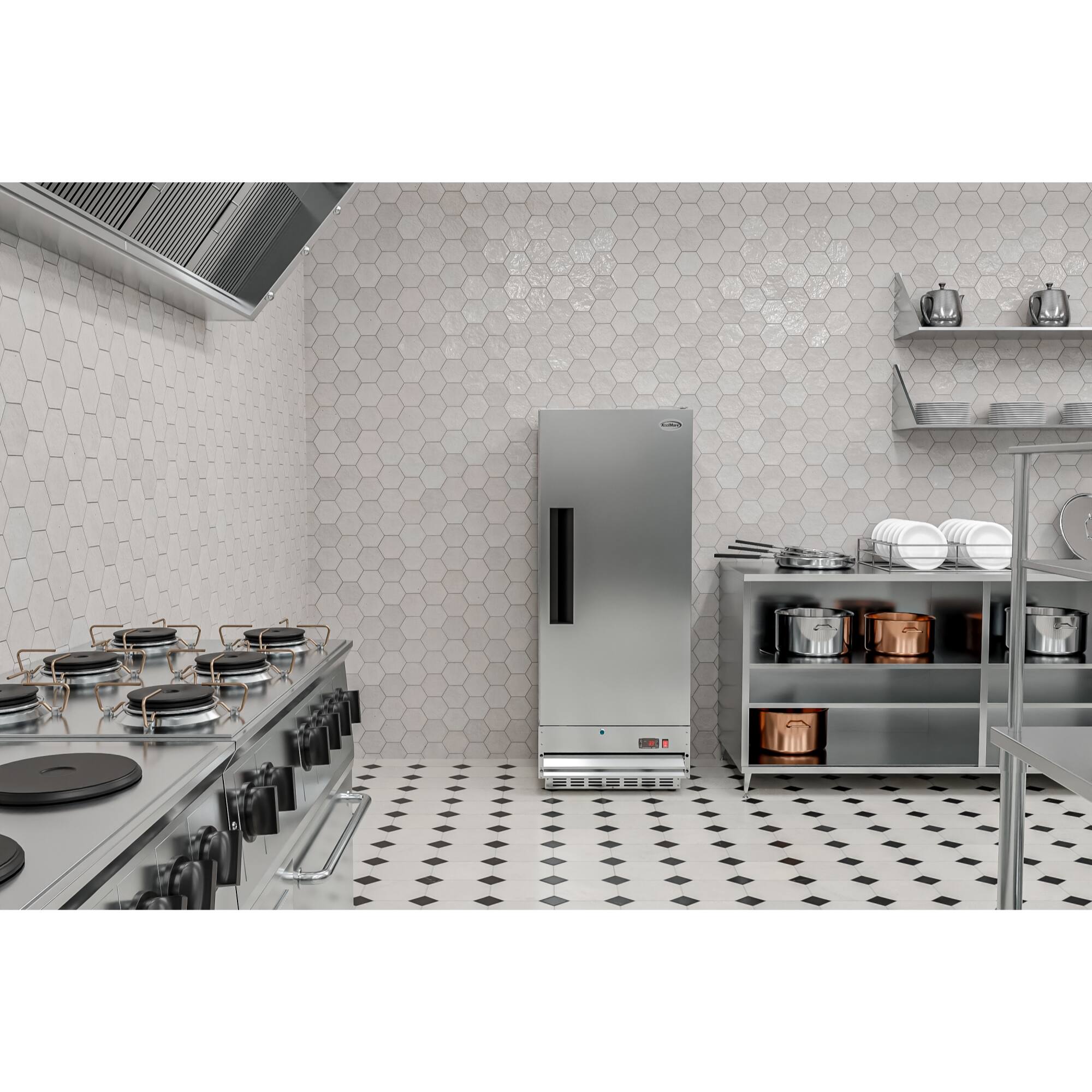 Alt View 8. Koolmore - 25 in. Commercial Stainless Steel 1-Door Reach-In Refrigerator, 12 cu. ft. RIR-1D-SS12C - Stainless-Steel.