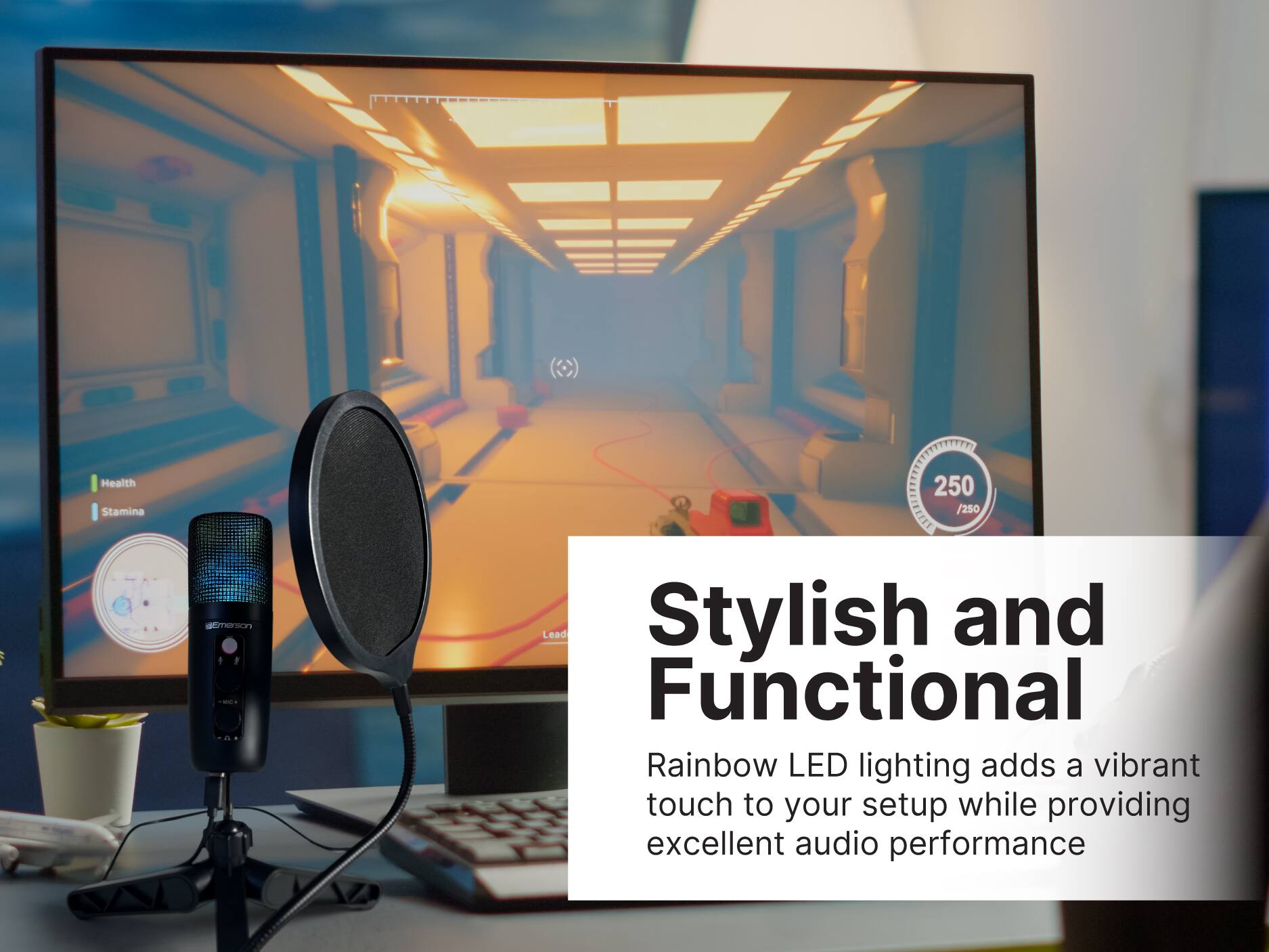 Health Stamina <250 /250 Lead Stylish and Functional Rainbow LED lighting adds a vibrant touch to your setup while providing excellent audio performance
