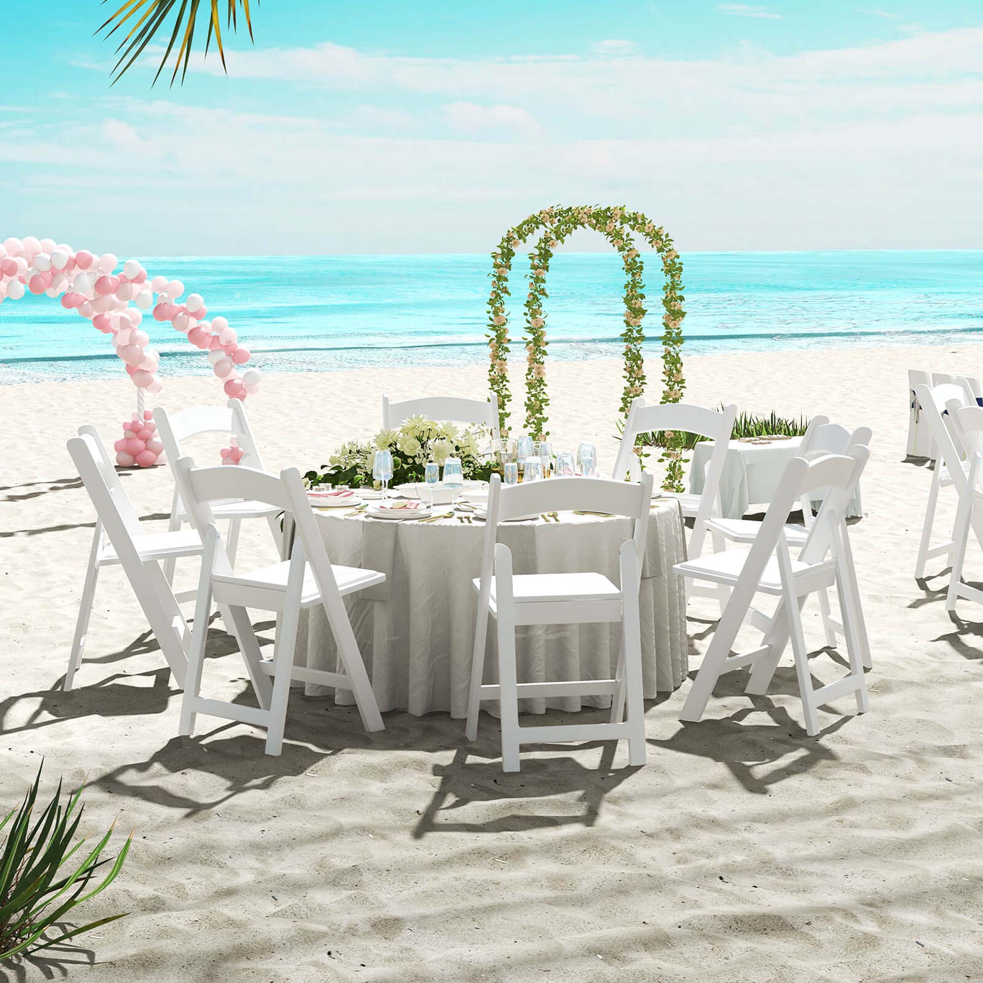 Alt View 1. Costway - Costway 12 Pack Resin Folding Chairs with Padded Seat All-Weather Resin Frame Patio - White.