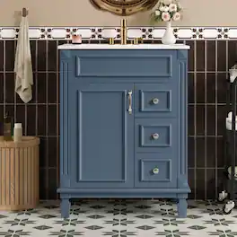 Loheer - 24 inch bathroom vanity with sink Small Bathroom Vanity Solid Wood Frame - Blue