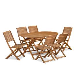 East West Furniture - 7 Piece Patio Dining Set - Brown