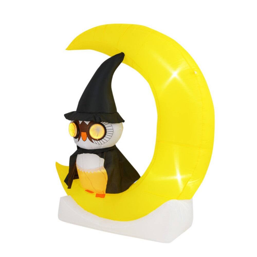 Alt View 8. Boyel Living - Large Moon and Wizard Owl Halloween Inflatable with LED Lighted - Multicolor.