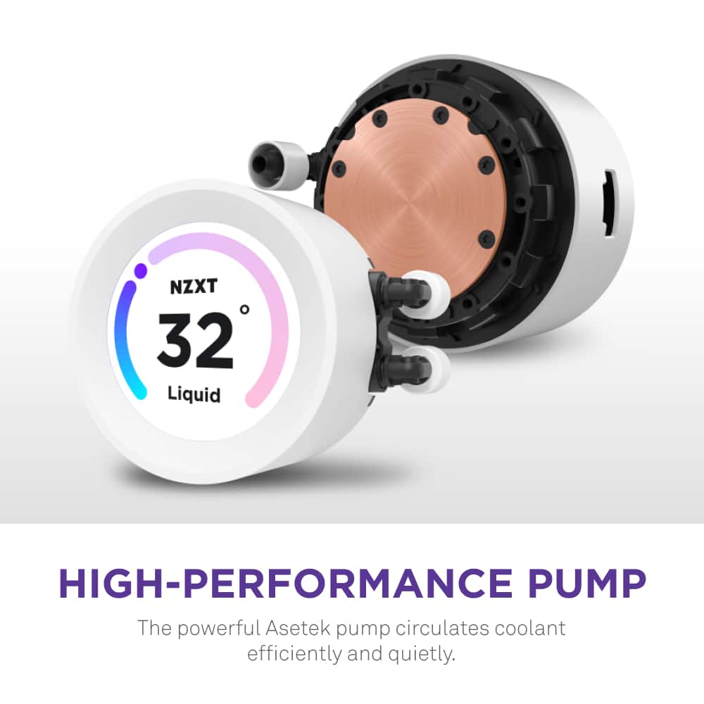 Alt View Zoom 14. NZXT - Kraken Elite RGB 360mm Radiator CPU Liquid Cooler (3 x 120mm Core Fans) with RGB Controller and 2.36" LCD Display - White.